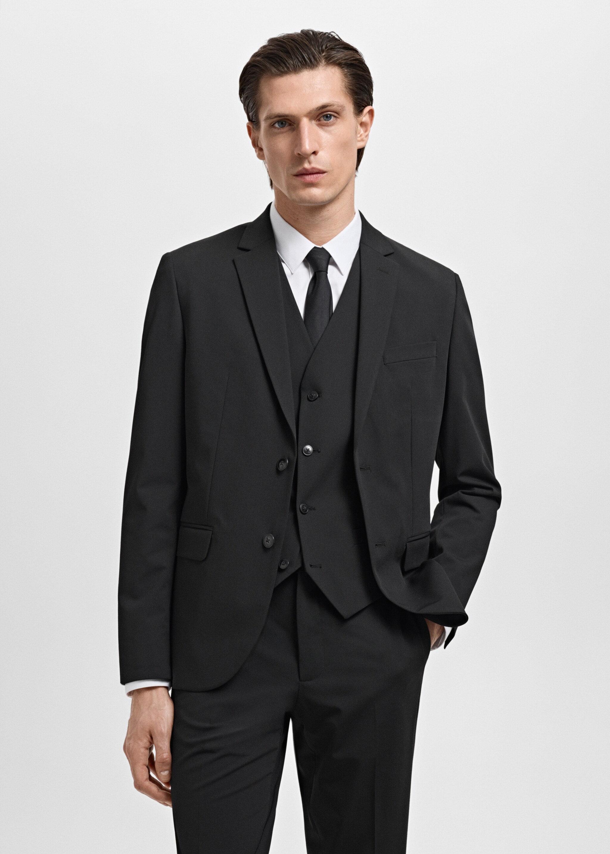 Americana traje París super slim fit - Plano medio, Negro. Ref: 17091232-02.