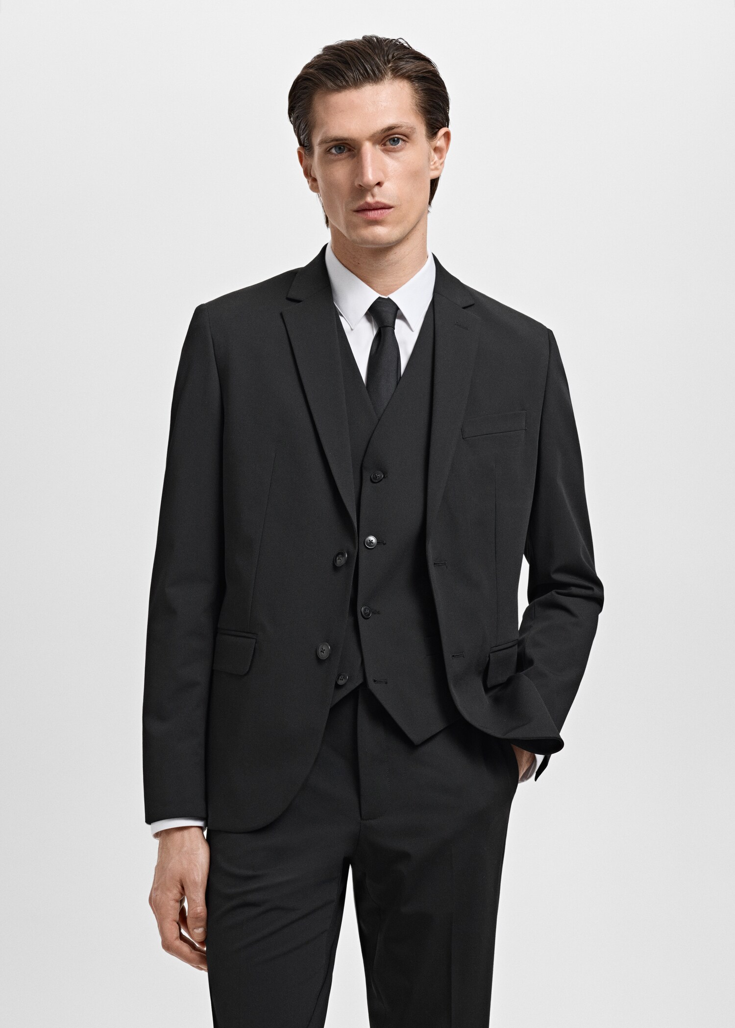 Super slim-fit suit jacket in stretch fabric - Medium plane