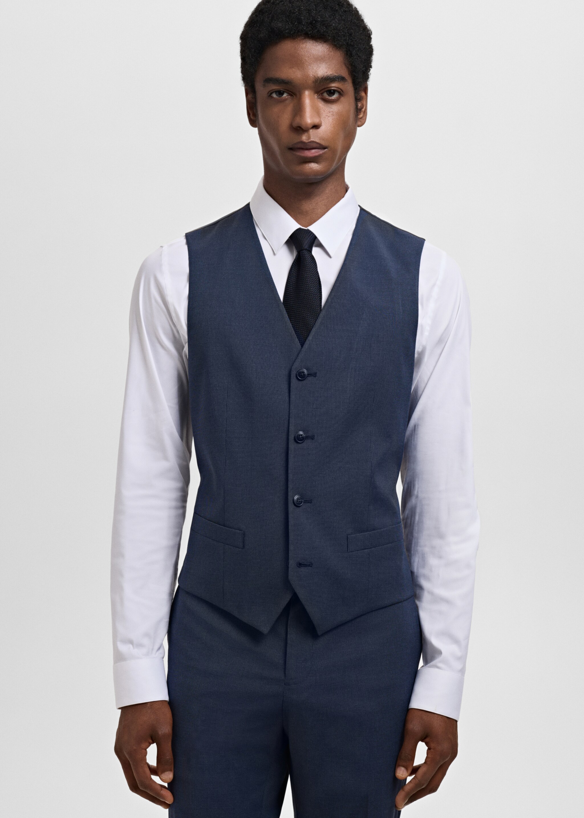Chaleco traje París super slim fit - Plano medio, Azul tinta. Ref: 17091235-01.