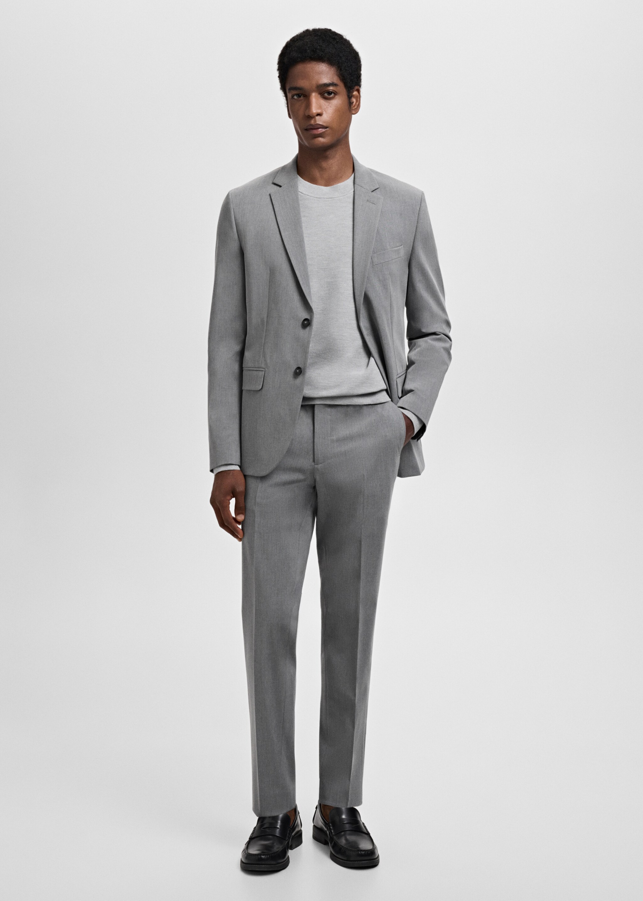 Super Slim Fit-Anzugsakko aus Stretchgewebe - Allgemeine Ansicht, Grau. Ref: 17091238-01.