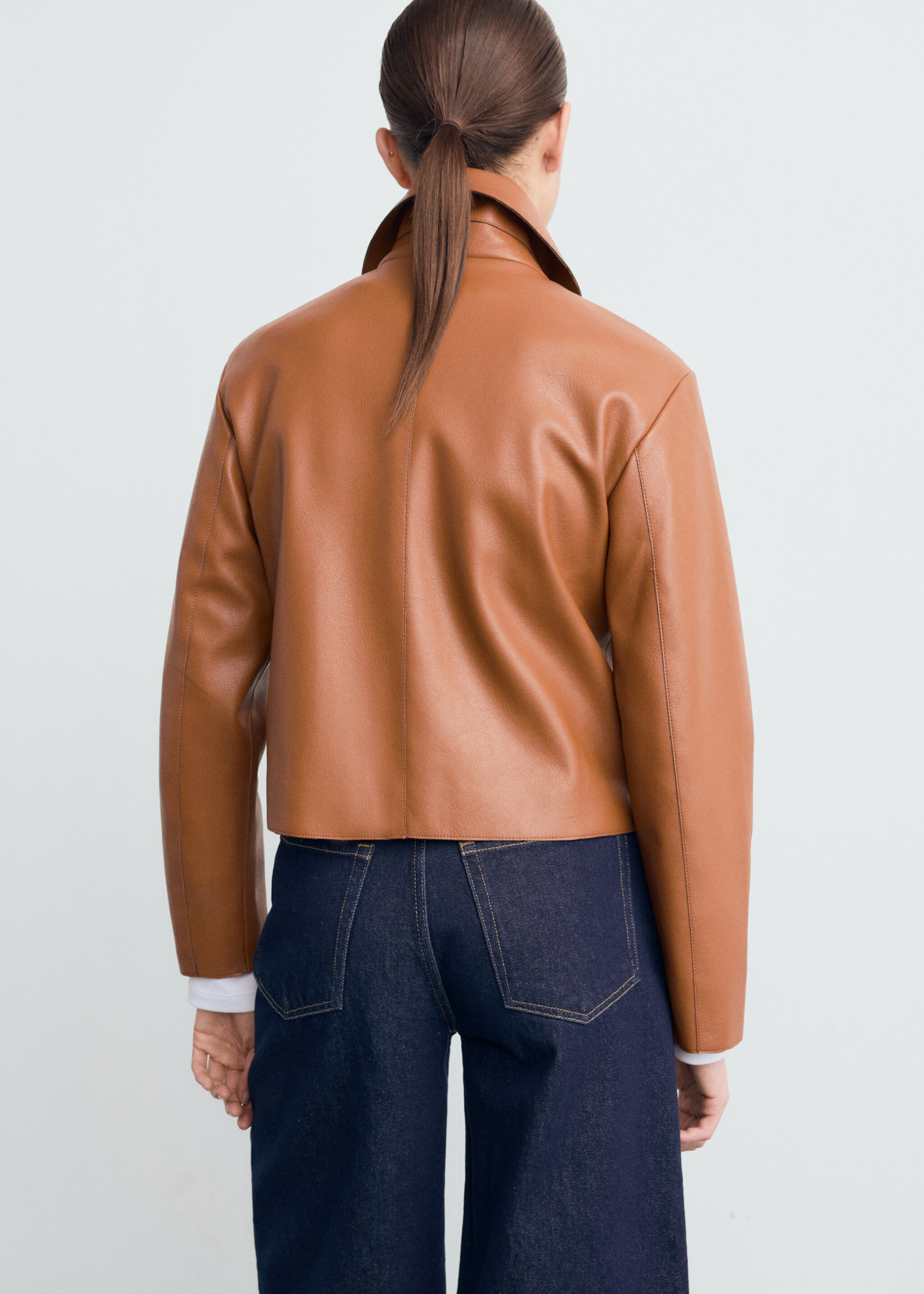Jaqueta efecte pell butxaques - Revers de l'article, Marró mitjà. Ref: 17094433-01.