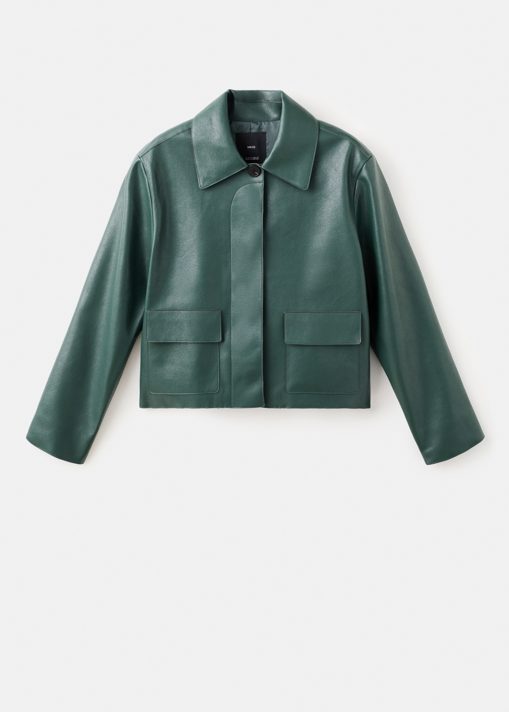 Faux-leather jacket with pockets - Article without model, Green. Ref: 17094433-01.