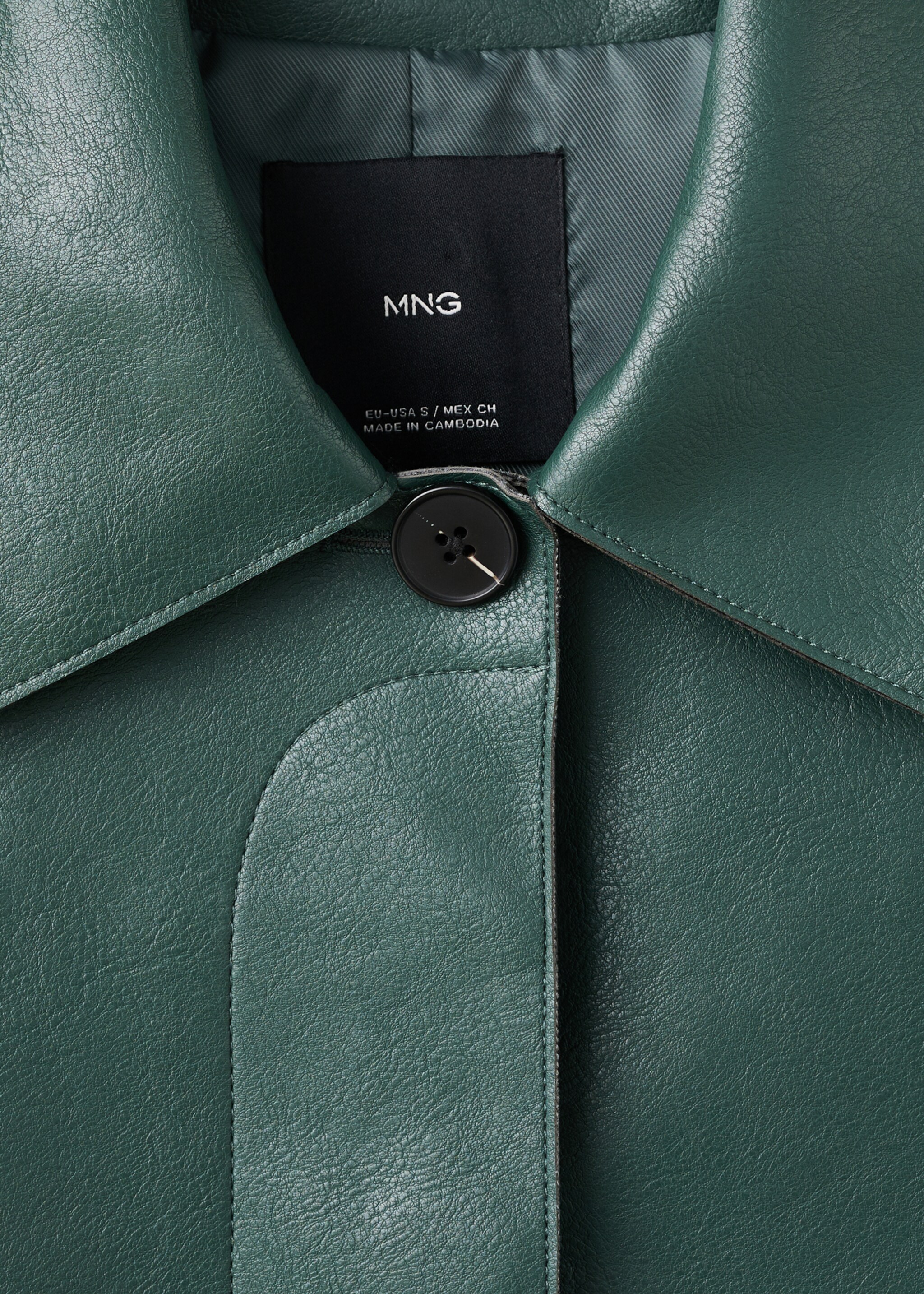 Faux-leather jacket with pockets - Details of the article 0, Green. Ref: 17094433-01.