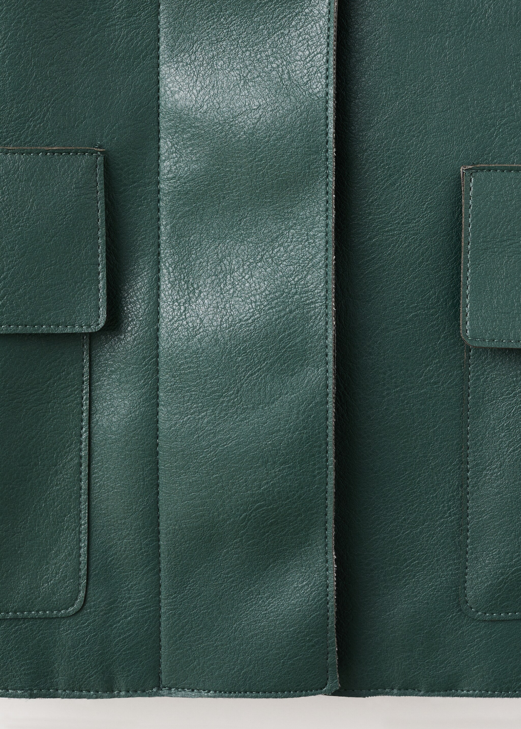 Faux-leather jacket with pockets - Details of the article 8, Green. Ref: 17094433-01.