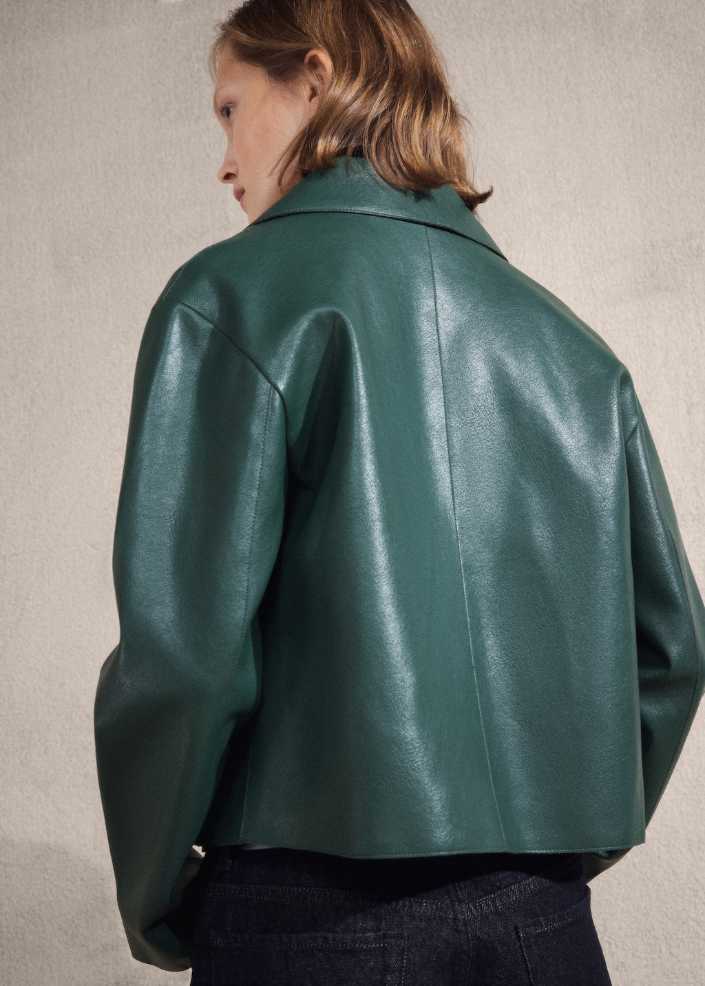 Faux-leather jacket with pockets