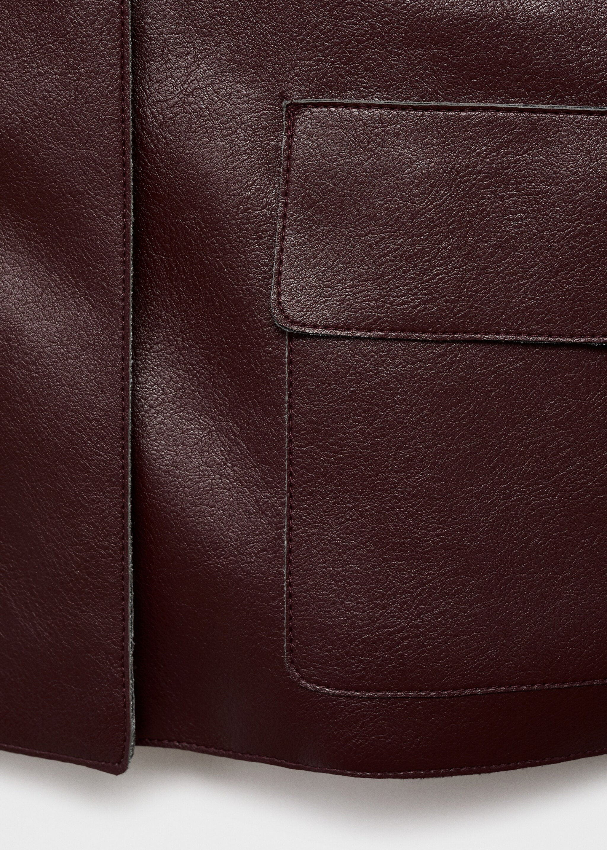 Leather-effect jacket with pockets - Details of the article 8, Maroon. Ref: 17094433-01.