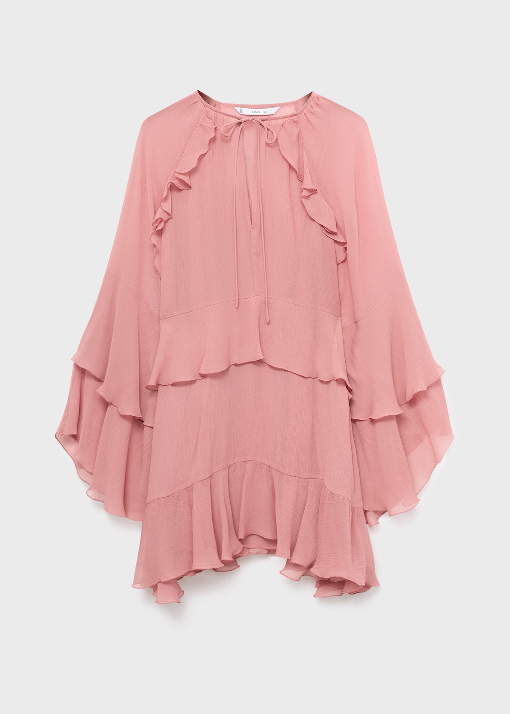 Flared dress with ruffled sleeves