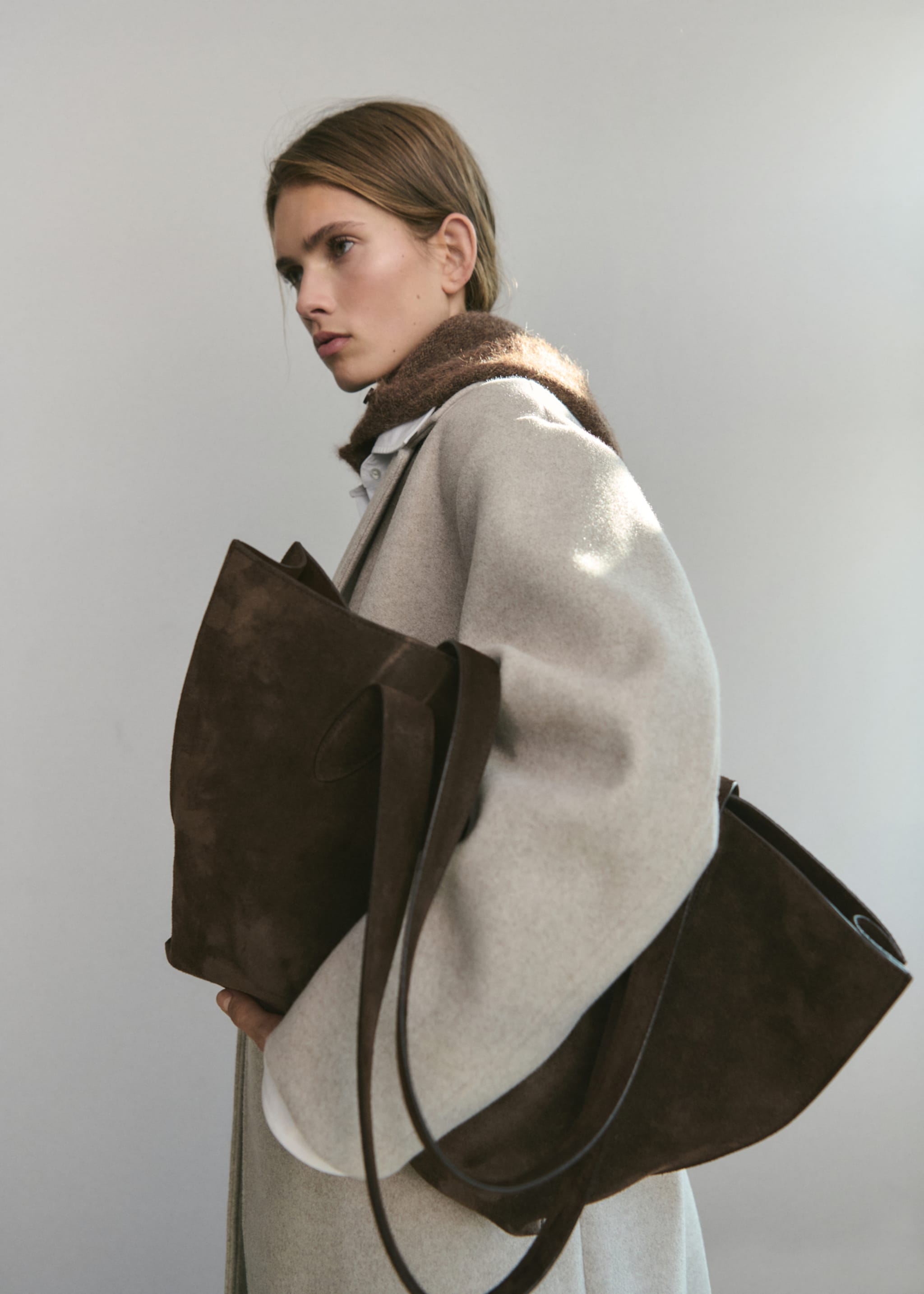 Double-breasted midi coat - Medium plane, Medium Brown. Ref: 17095812-02.