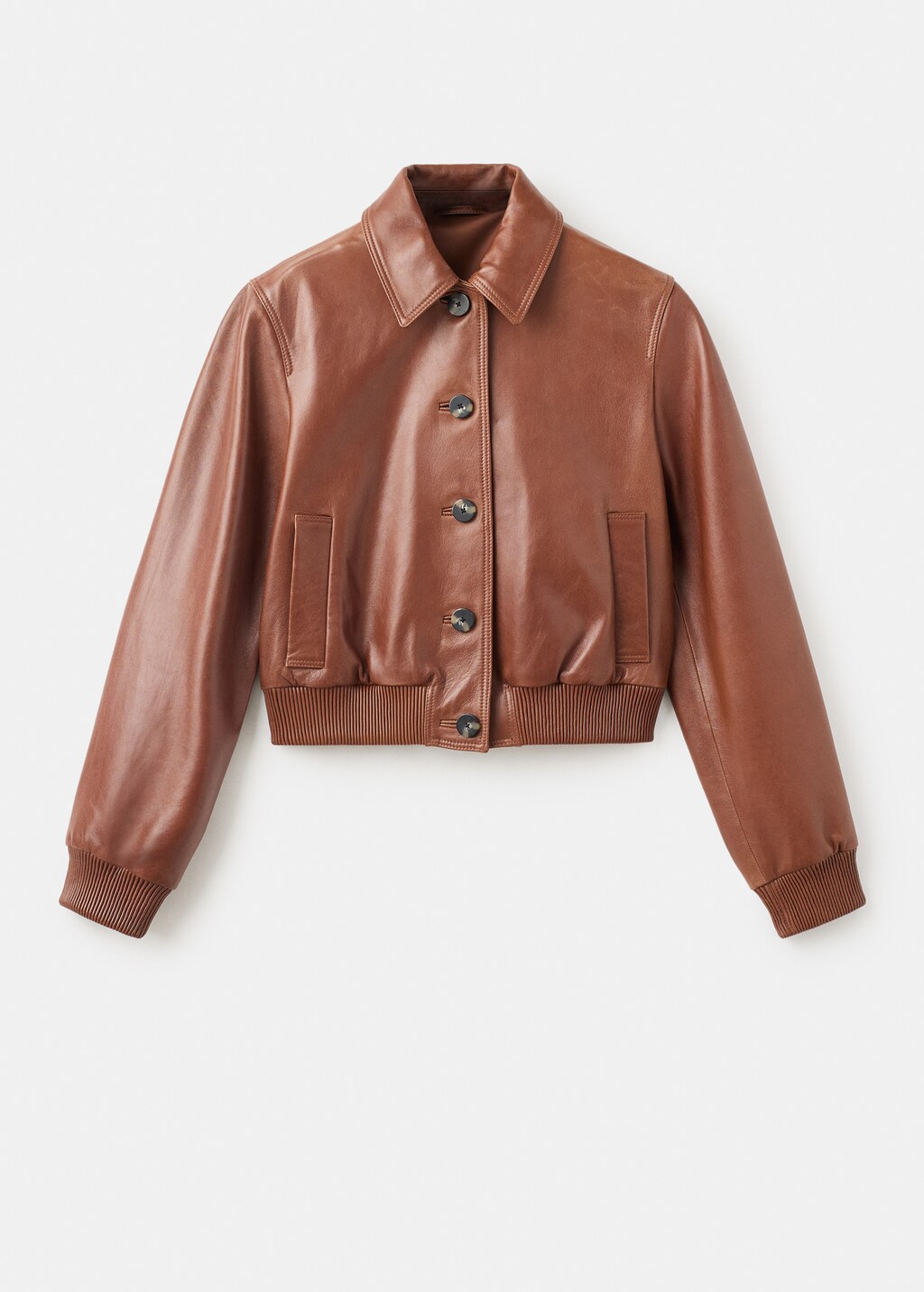 Leather bomber jacket - Women | MANGO Niger