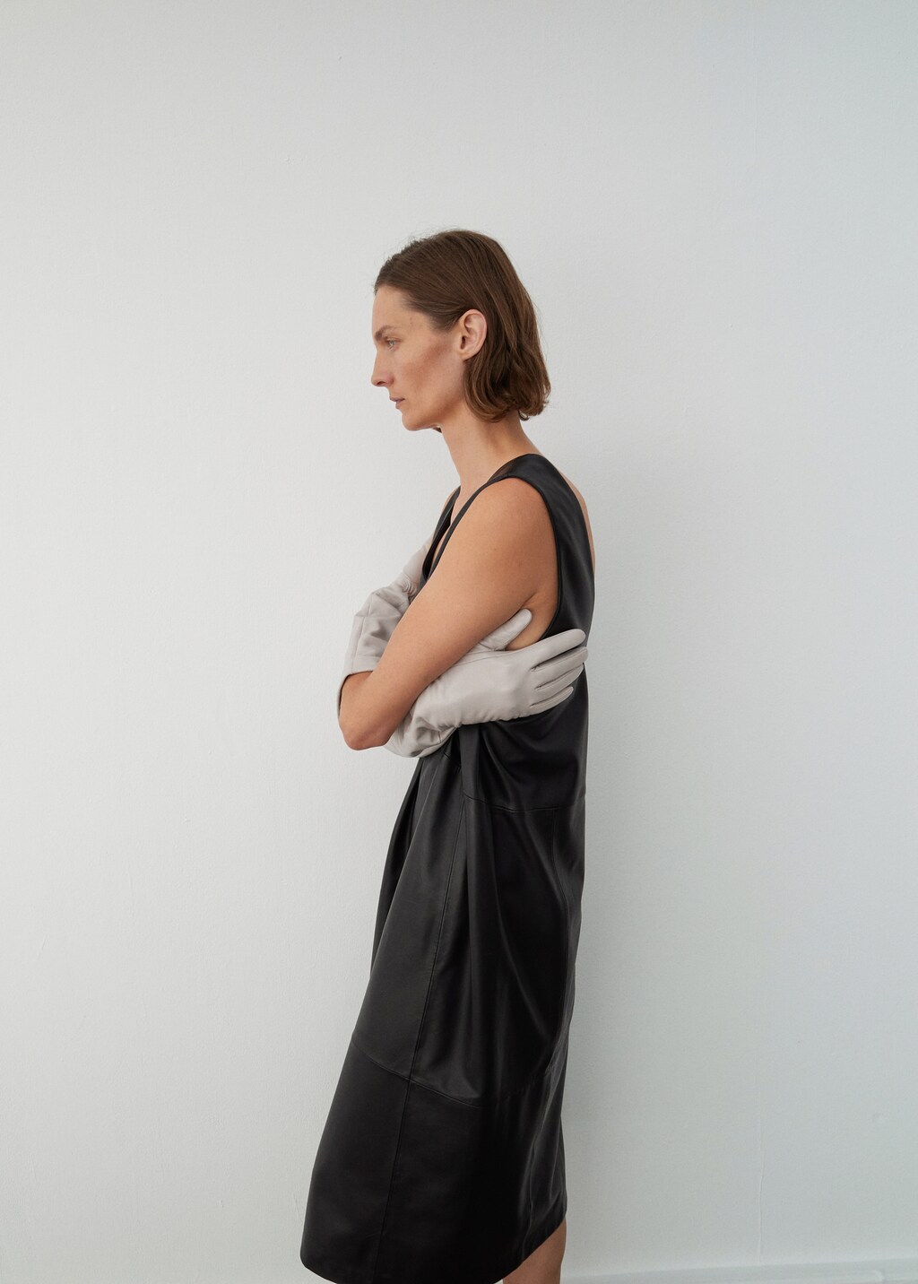 100% leather midi-dress