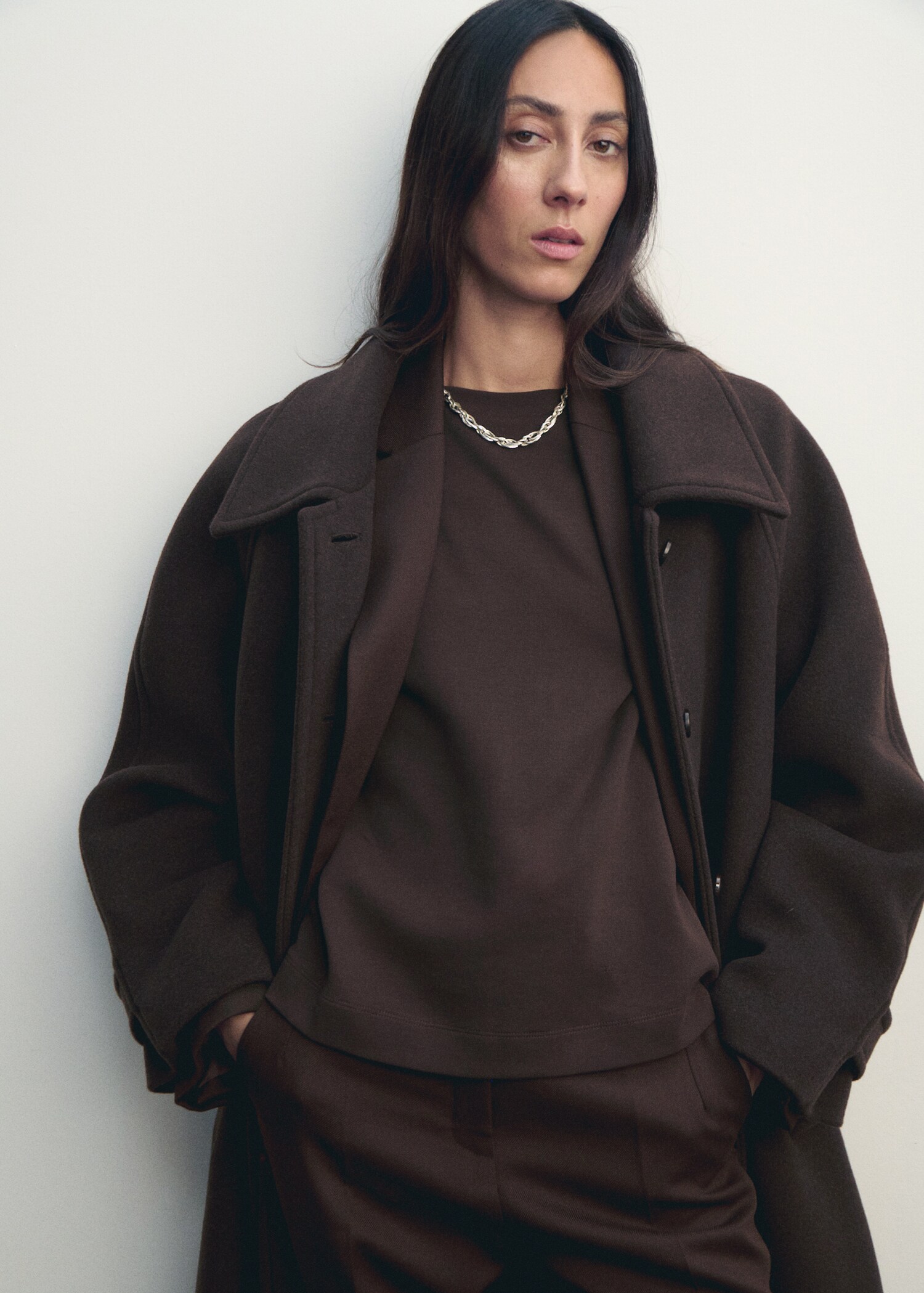 Buttoned wool coat - Medium plane