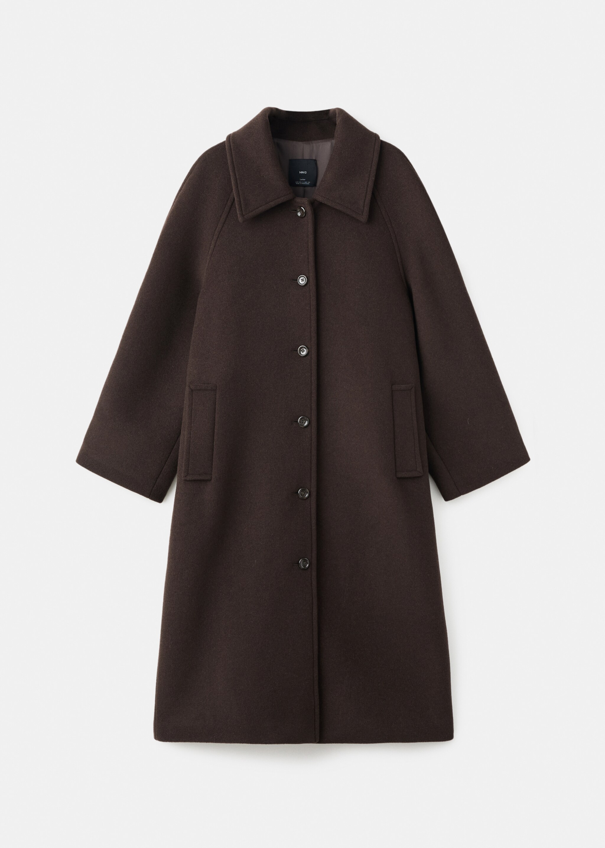 Buttoned wool coat - Article without model, Coffee. Ref: 17096358-02.