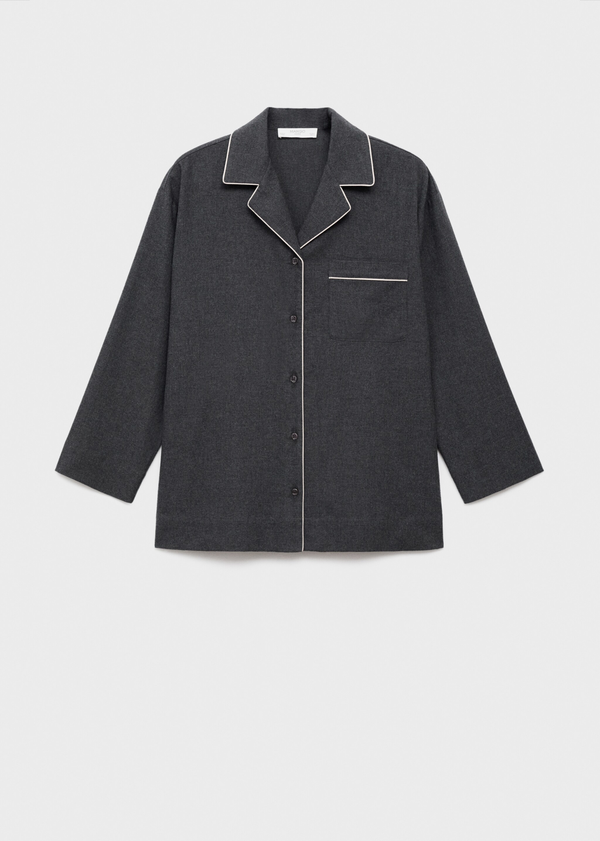Cotton flannel shirt with contrasting piping - Article without model, Charcoal. Ref: 17097127-01.