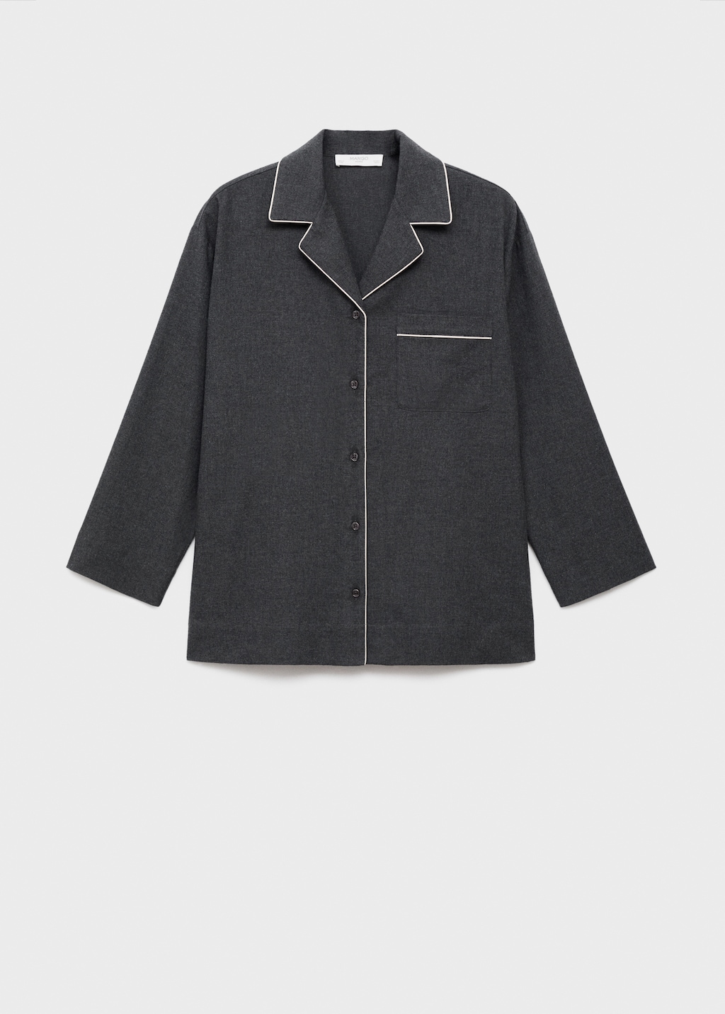 Cotton flannel shirt with contrasting piping