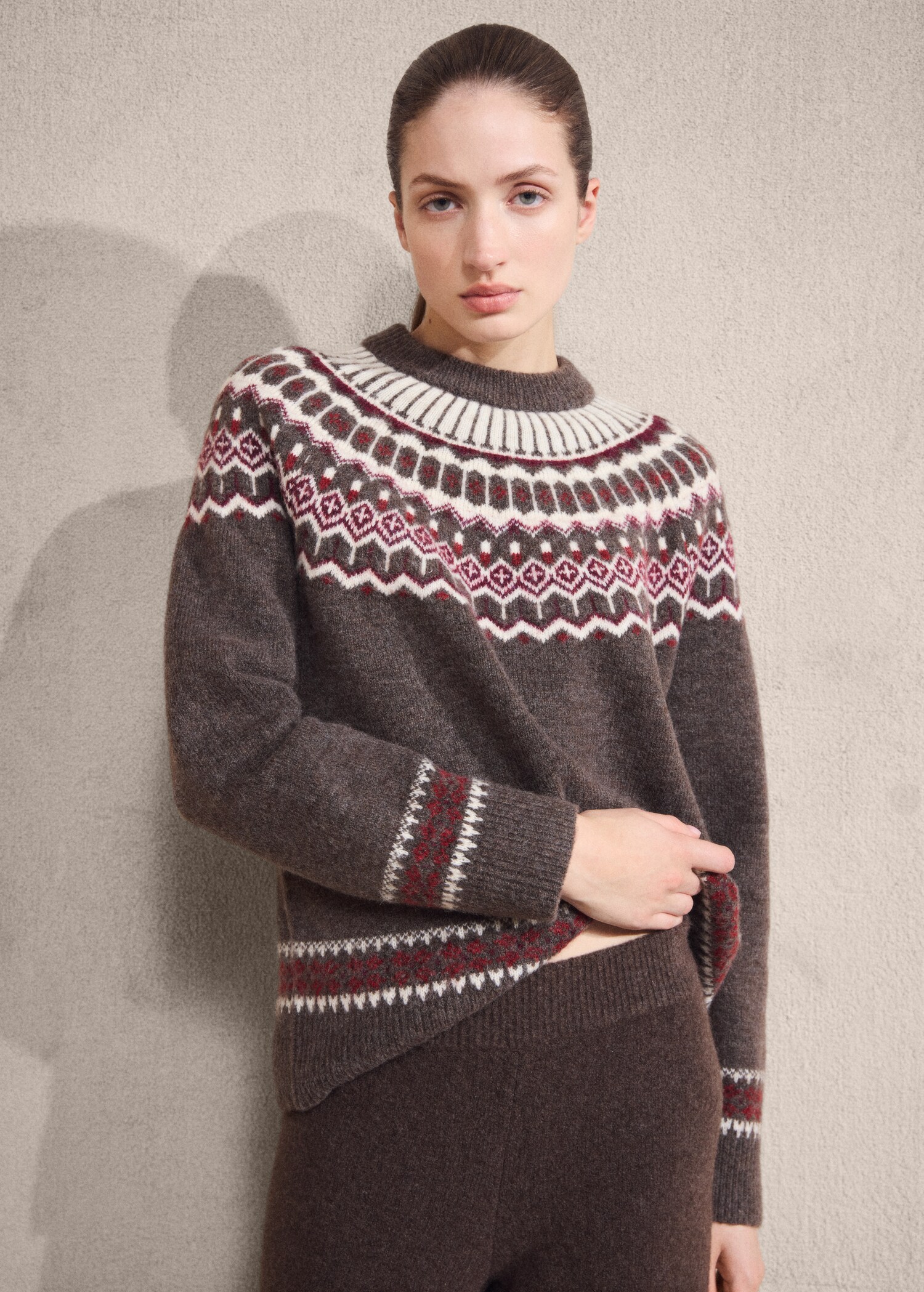 Pull jacquard à col rond - Plan moyen