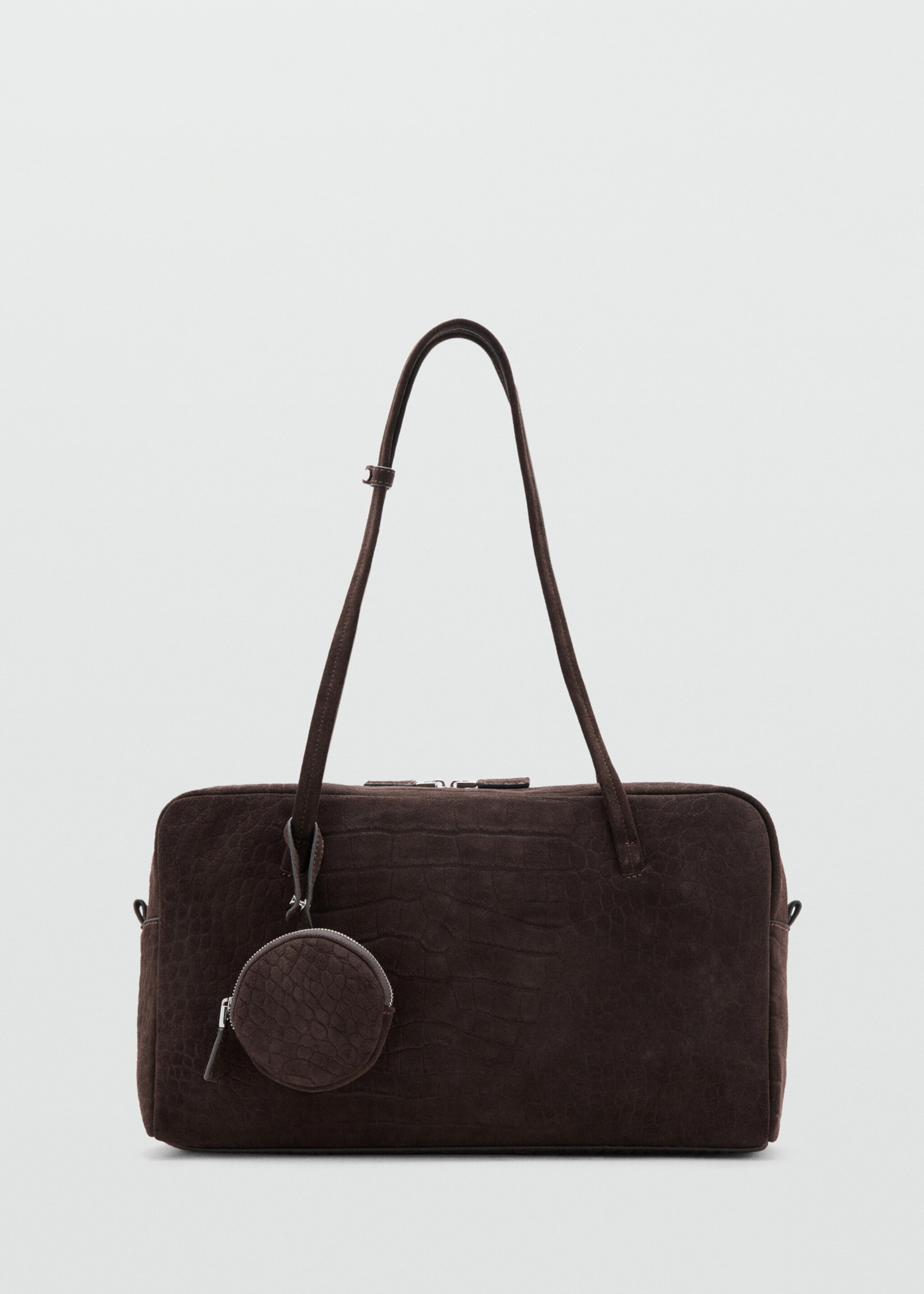 Medium suede bowling bag - Medium plane, Chocolate. Ref: 17097138-02.