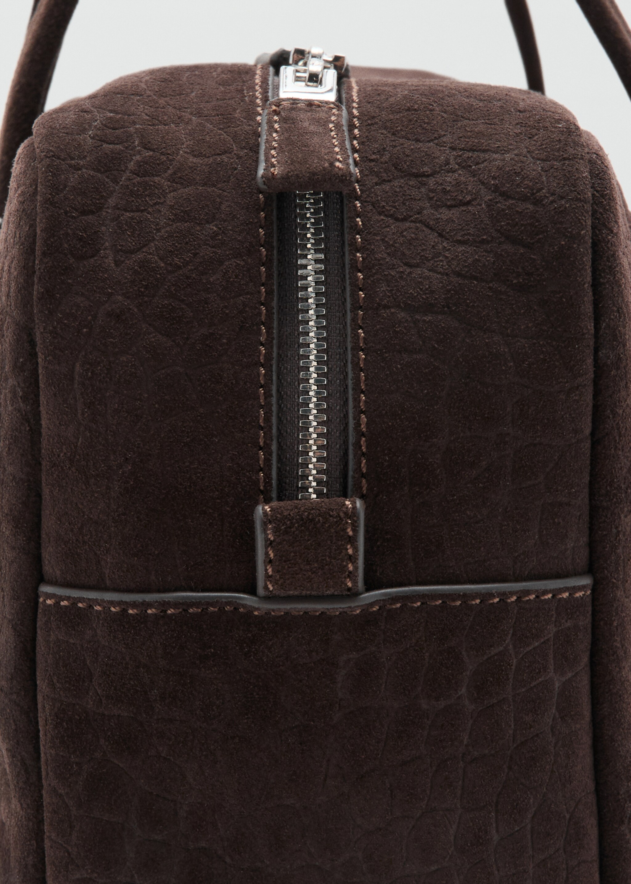 Medium suede bowling bag - Details of the article 1, Chocolate. Ref: 17097138-02.