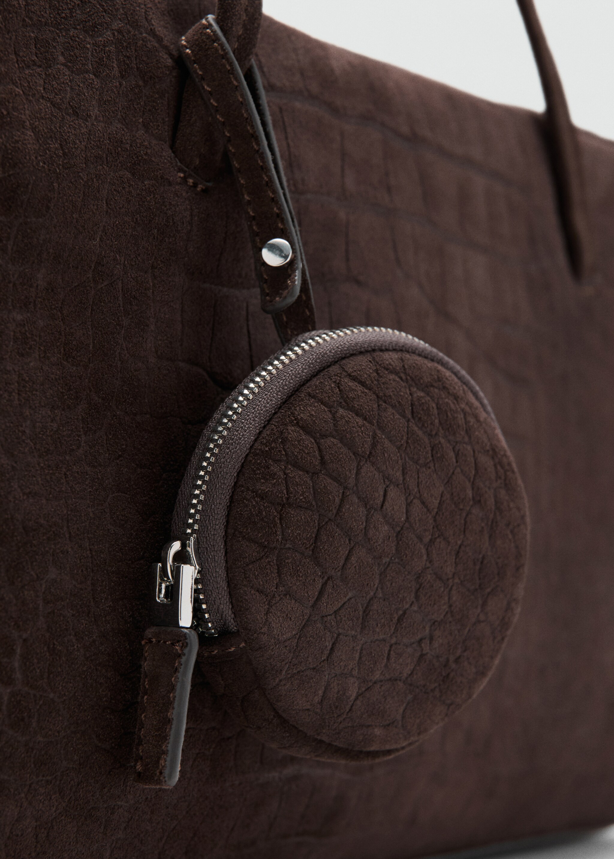 Medium suede bowling bag - Details of the article 2, Chocolate. Ref: 17097138-02.