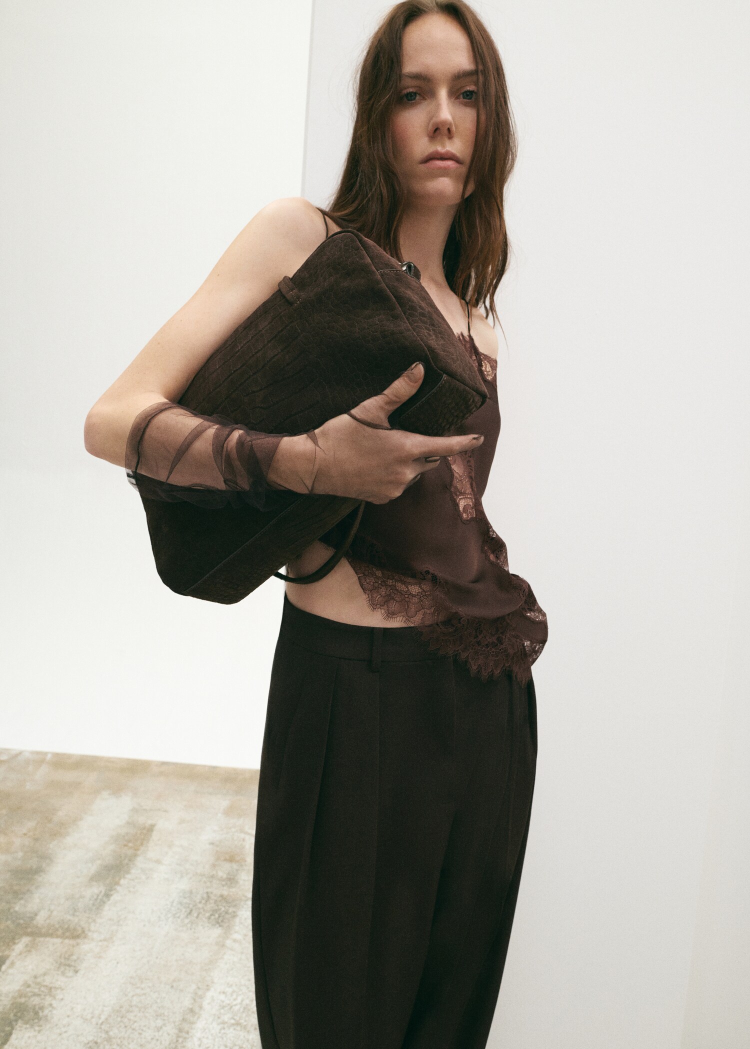 Medium suede bowling bag - General plane