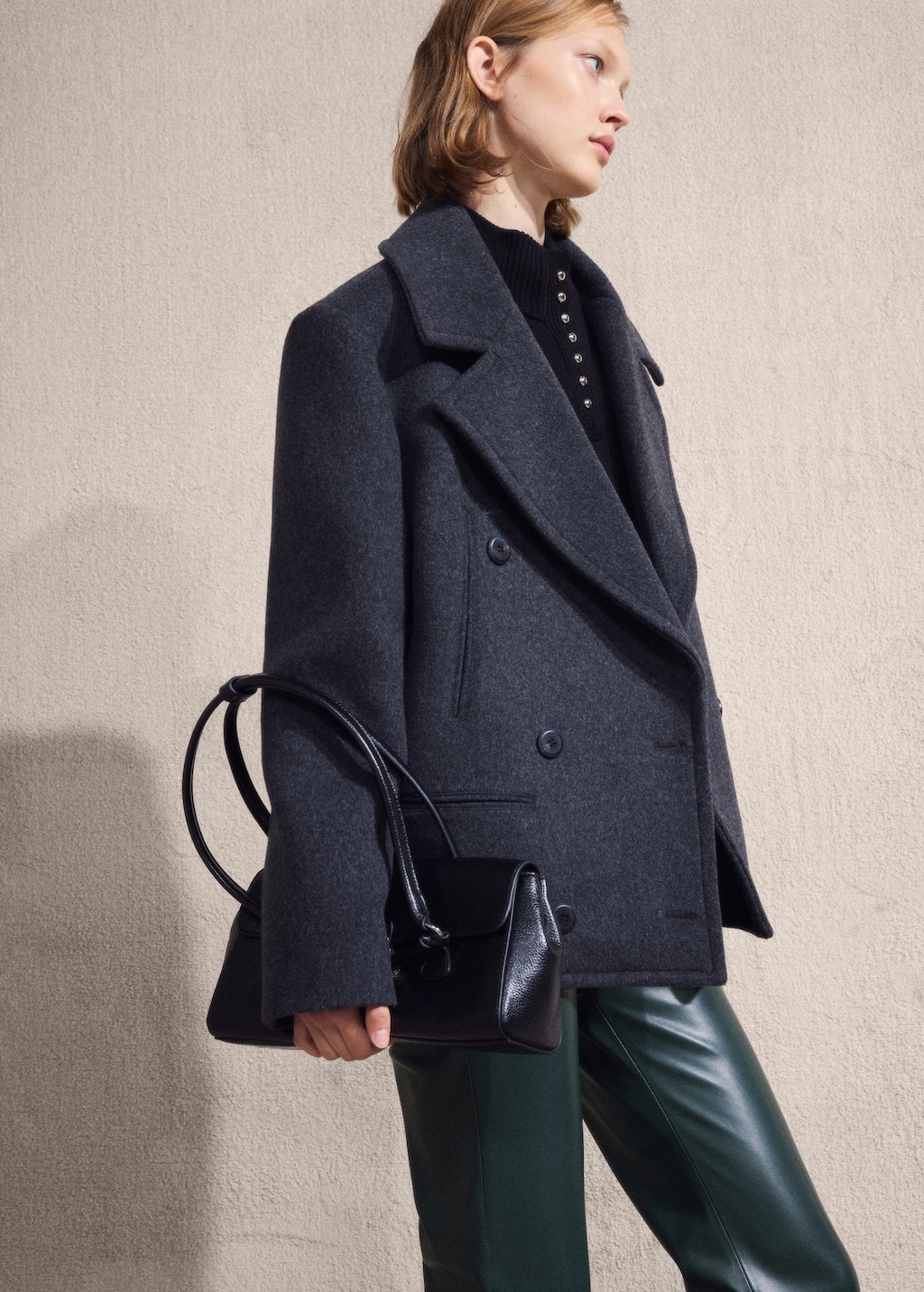 Faux-effect flared trousers