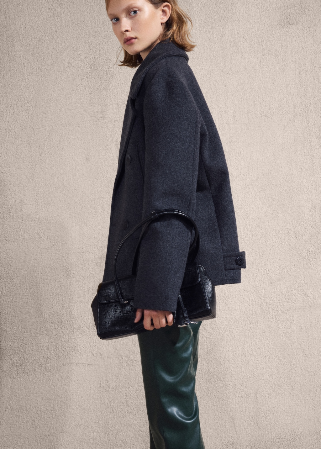 Faux-effect flared trousers