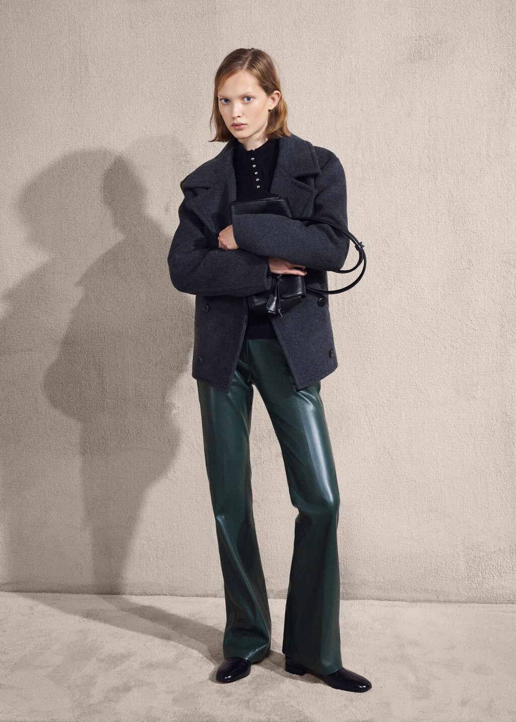 Faux-effect flared trousers