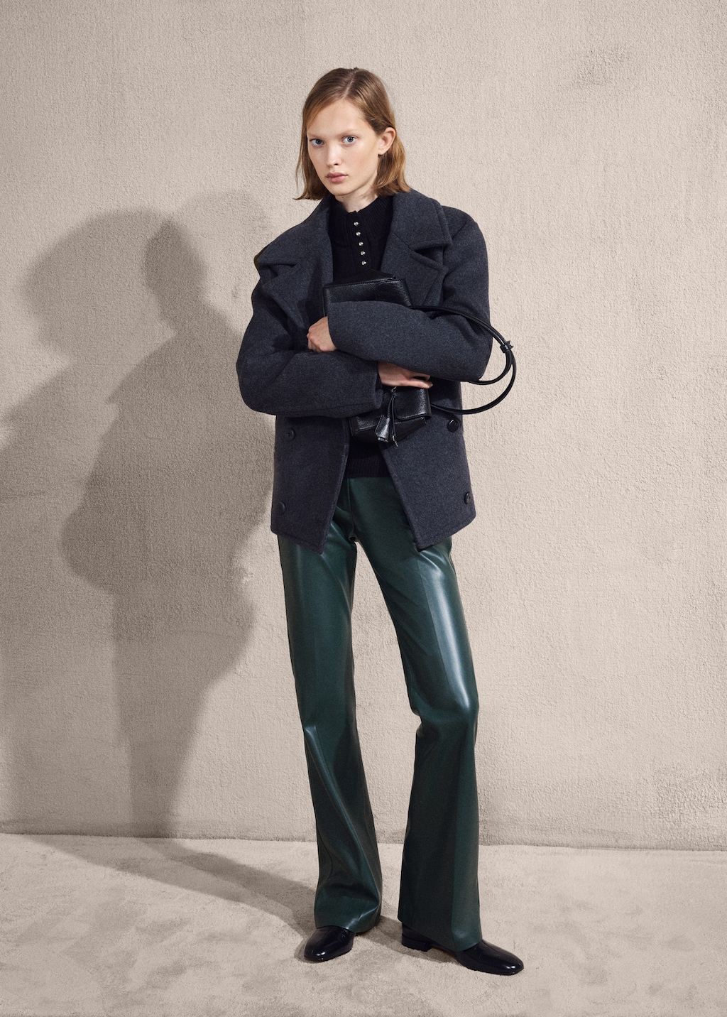 Faux-effect flared trousers