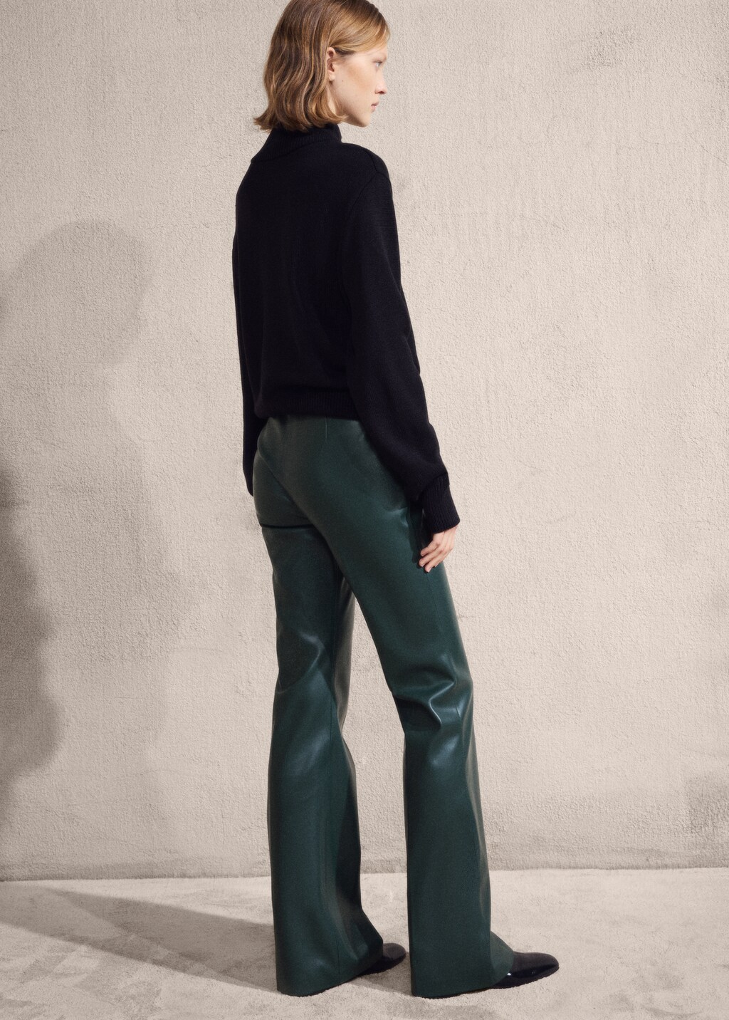 Faux-effect flared trousers