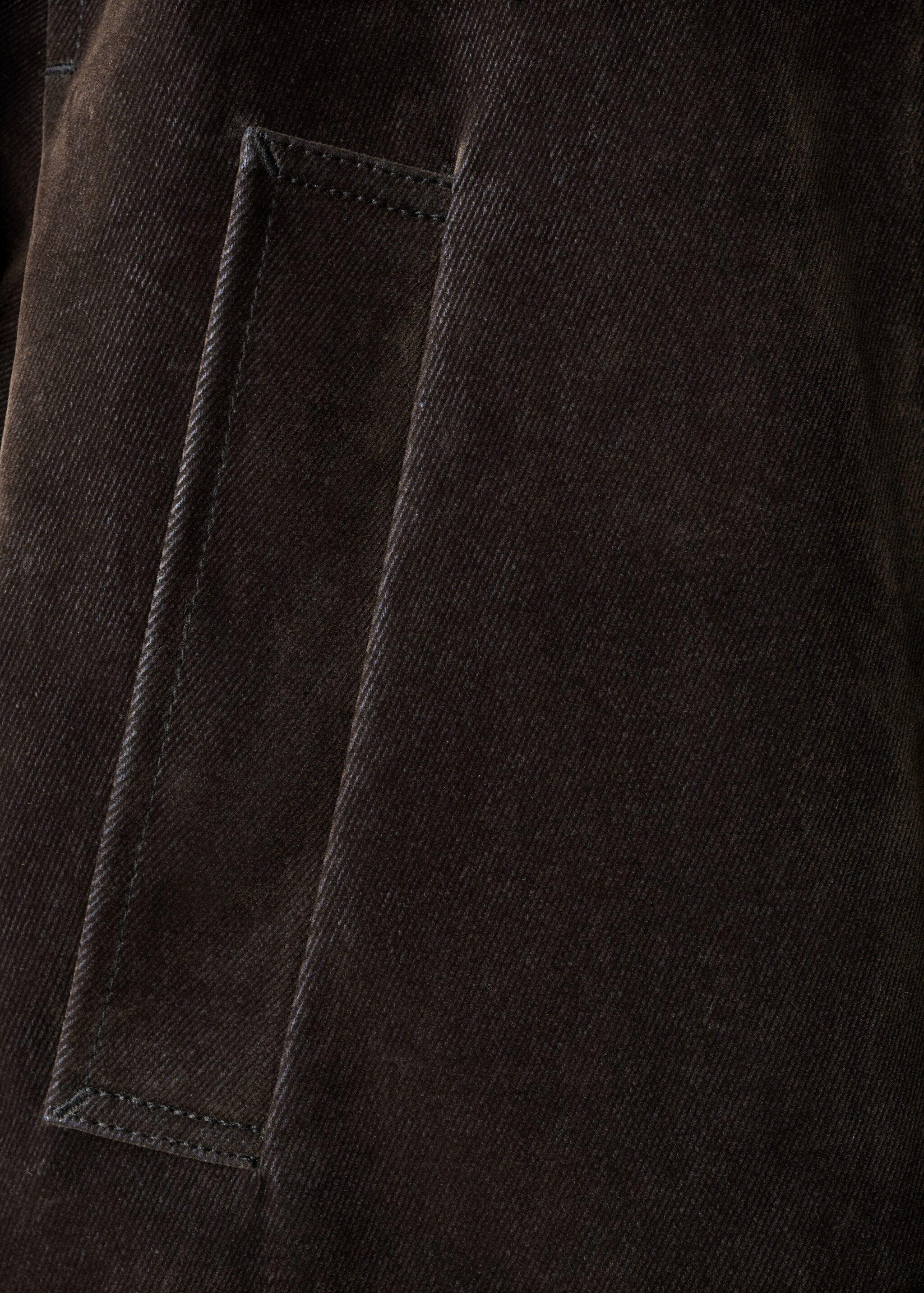 Velvet finish parka with faux-fur collar - Details of the article 8, Chocolate. Ref: 17097804-01.