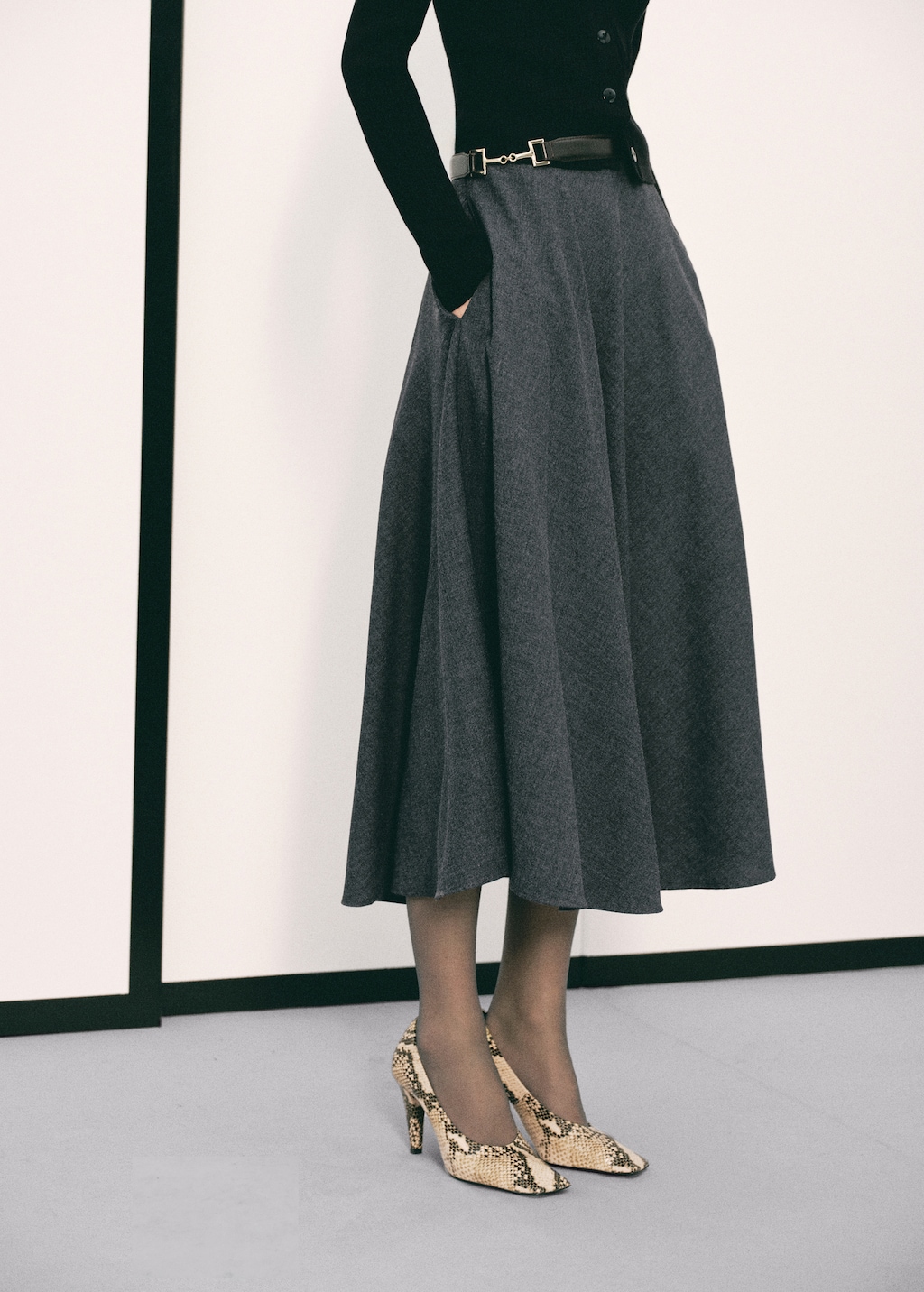 A-line wool-blend skirt