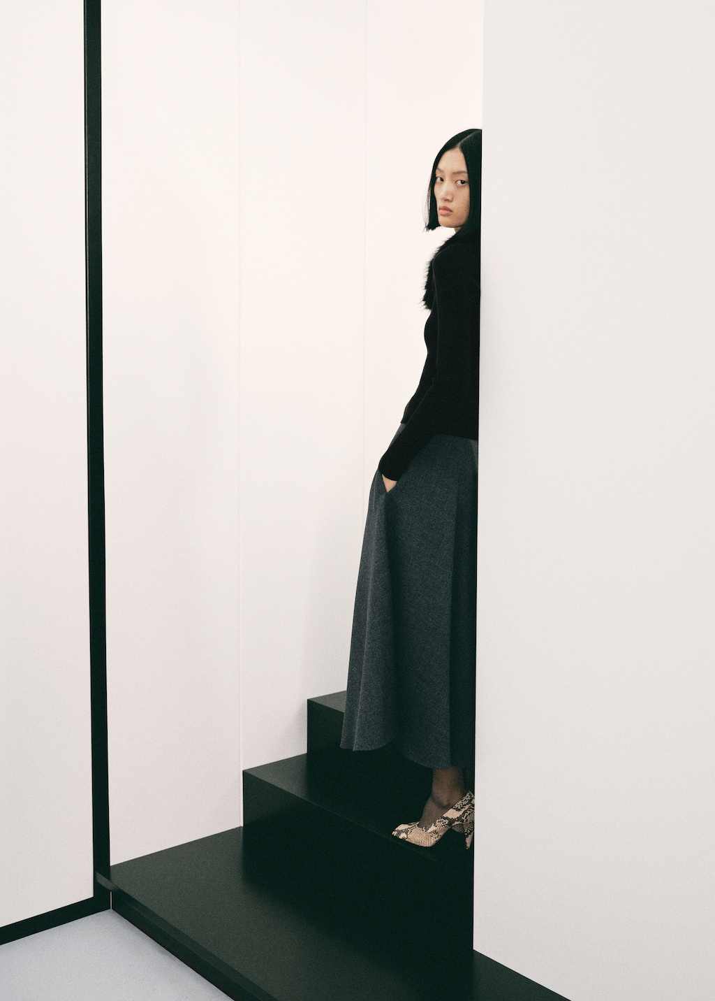 A-line wool-blend skirt