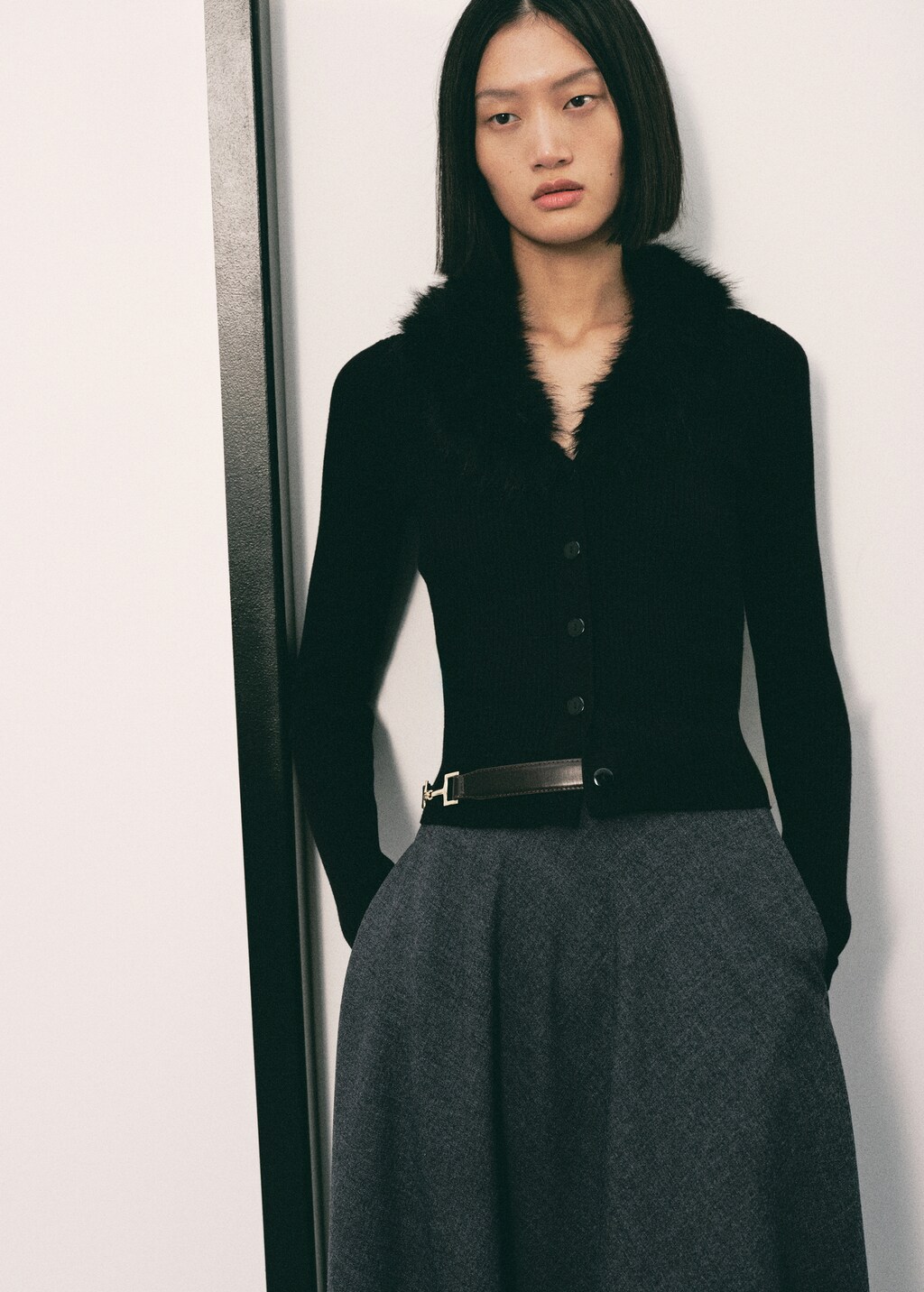 A-line wool-blend skirt