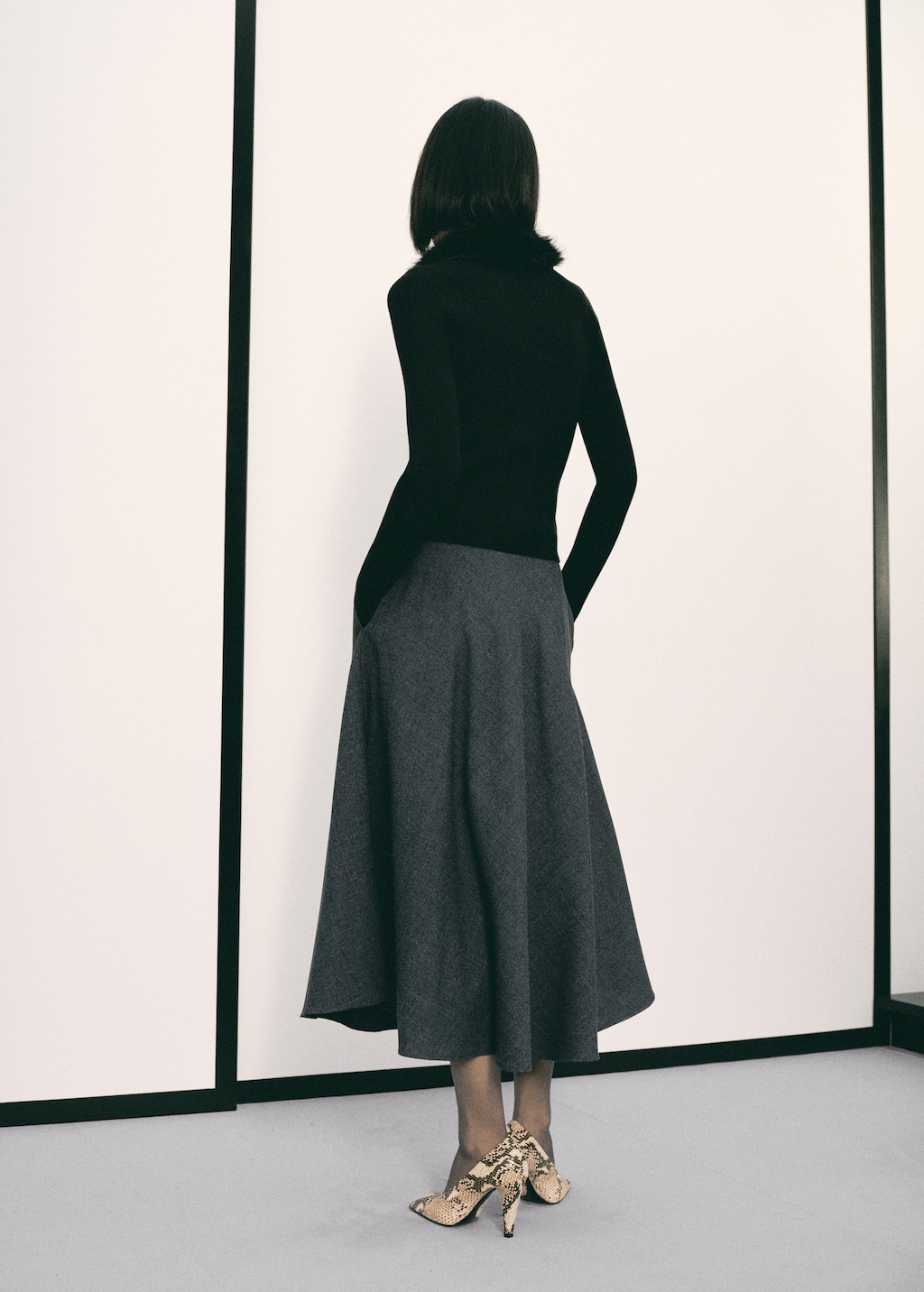 A-line wool-blend skirt