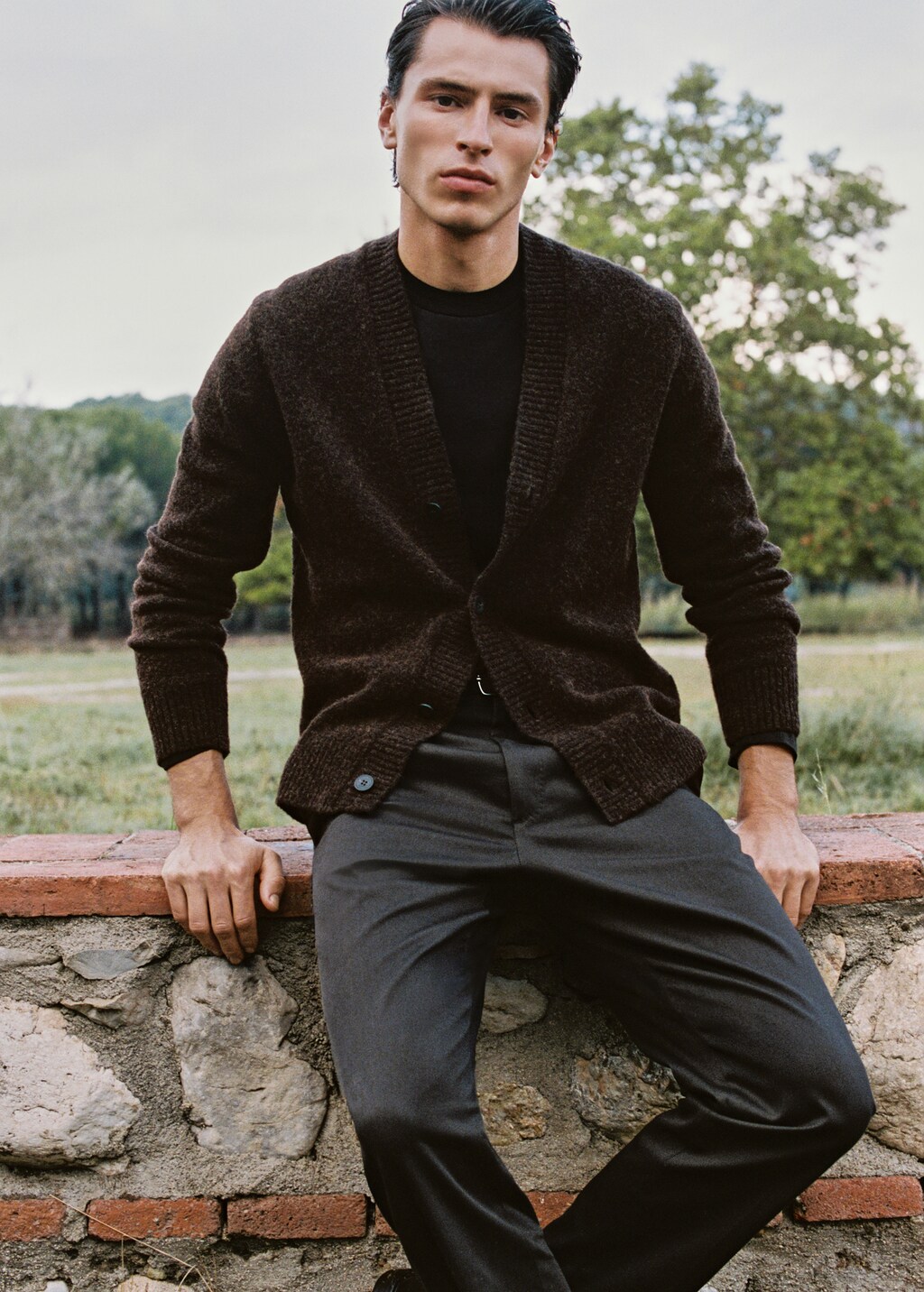 Knitted wool blend cardigan