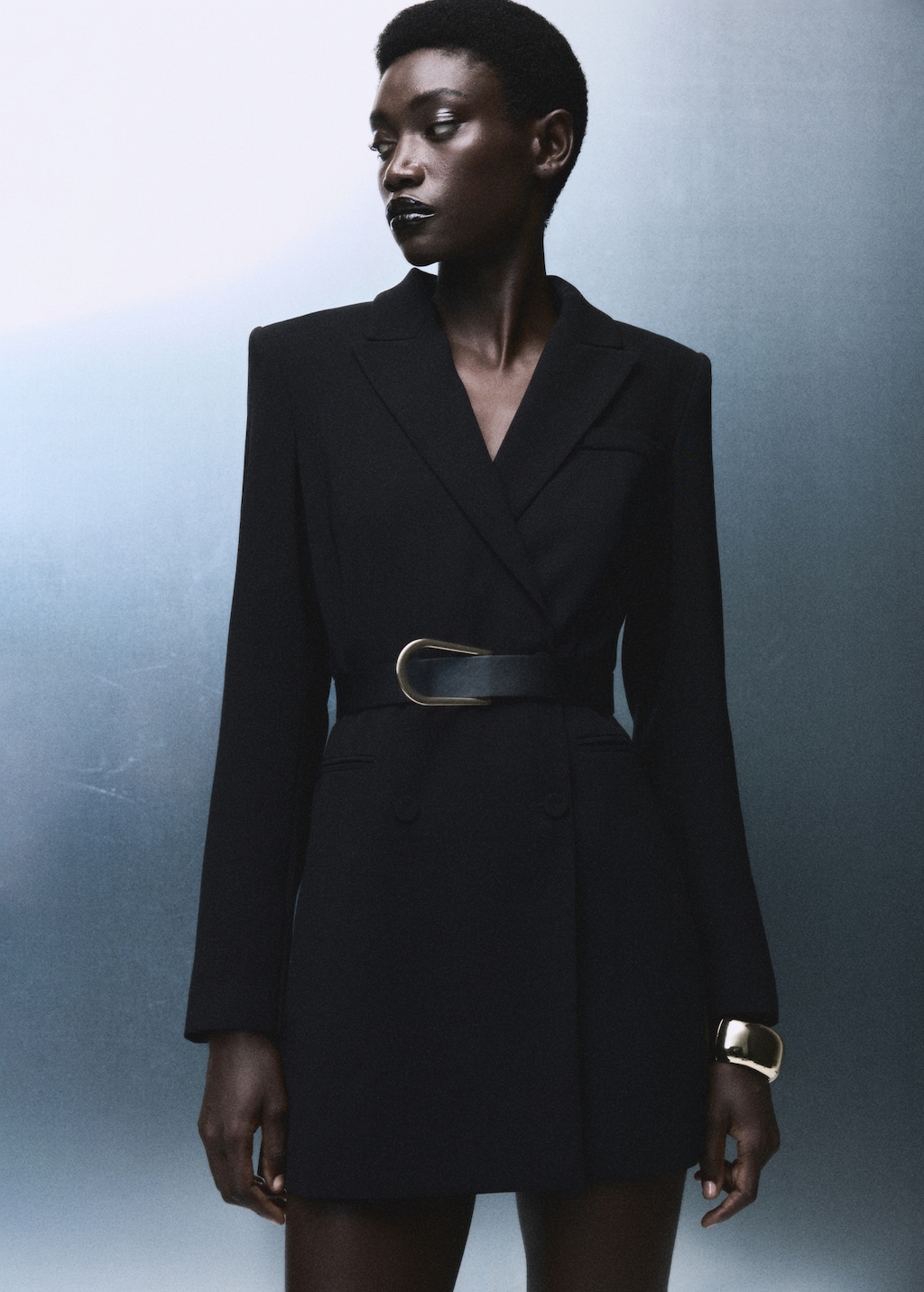 Blazer-style dress with belt