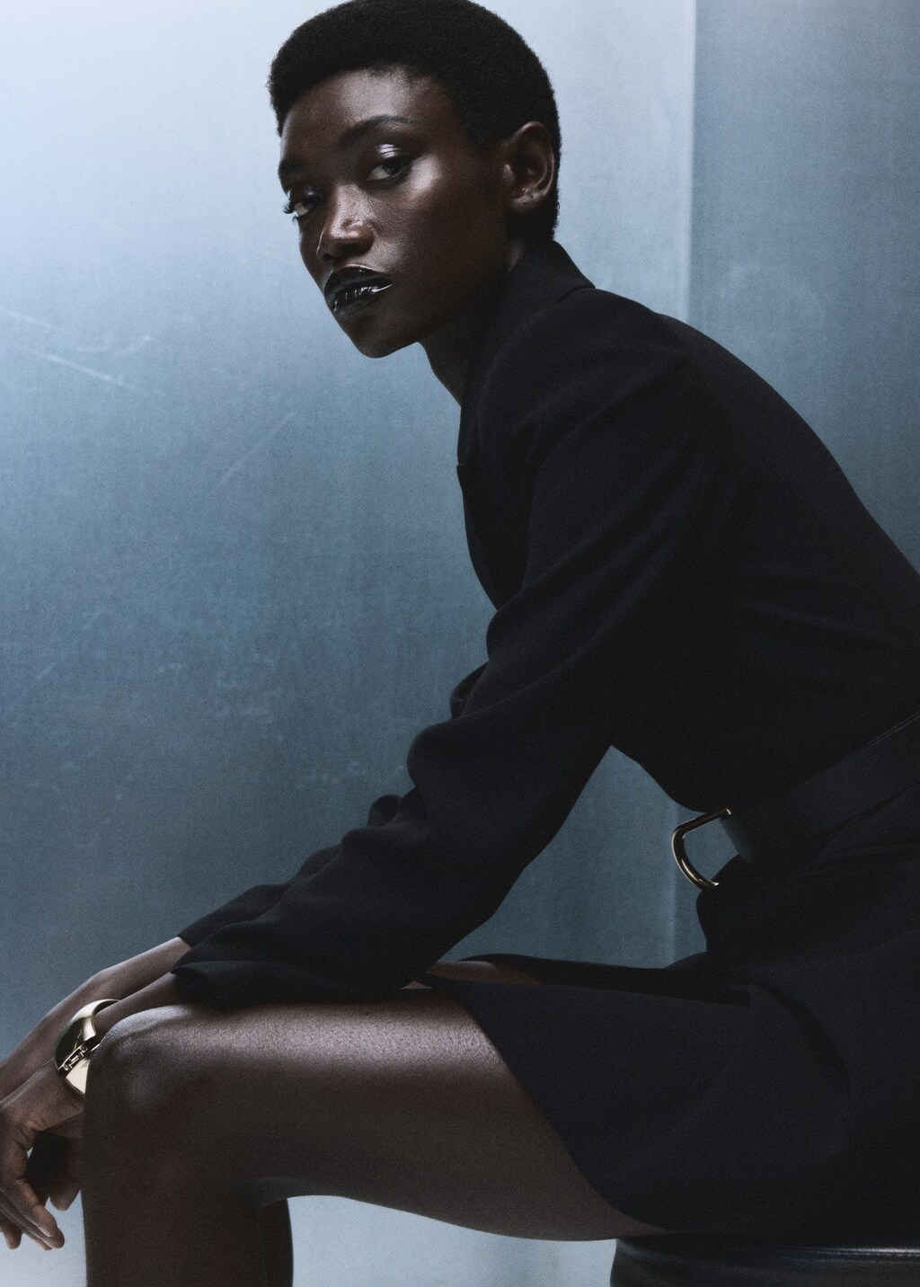 Blazer-style dress with belt