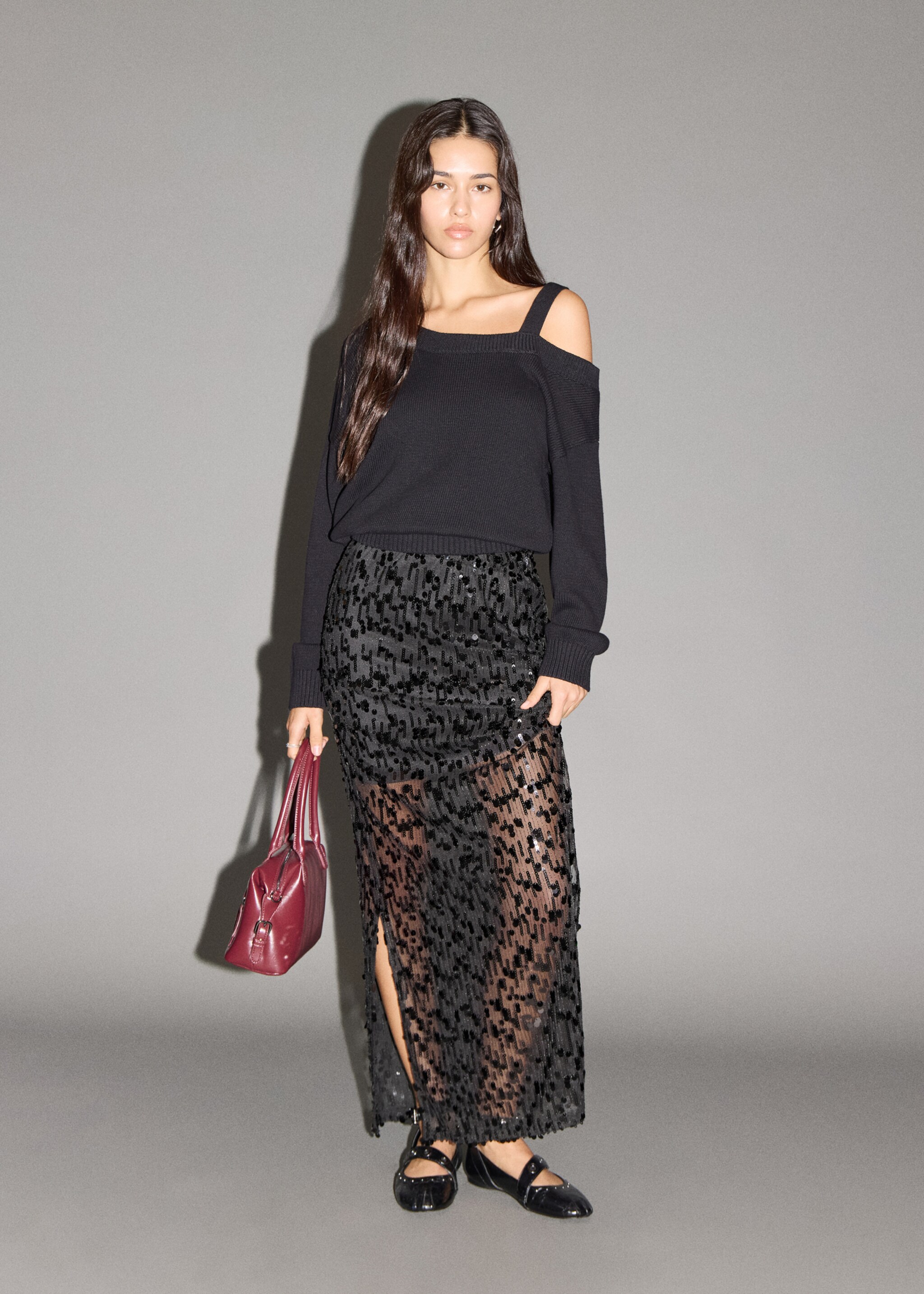 Sequin skirt - General plane, Black. Ref: 17098273-01.