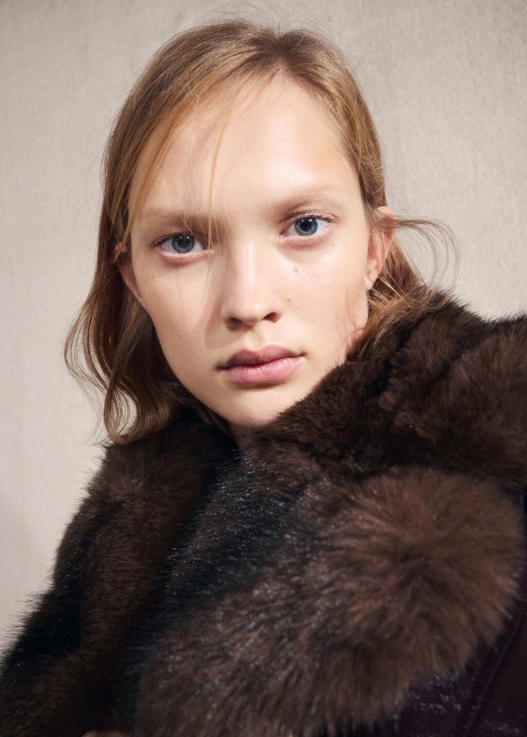 Faux-effect jacket with fur-effect collar