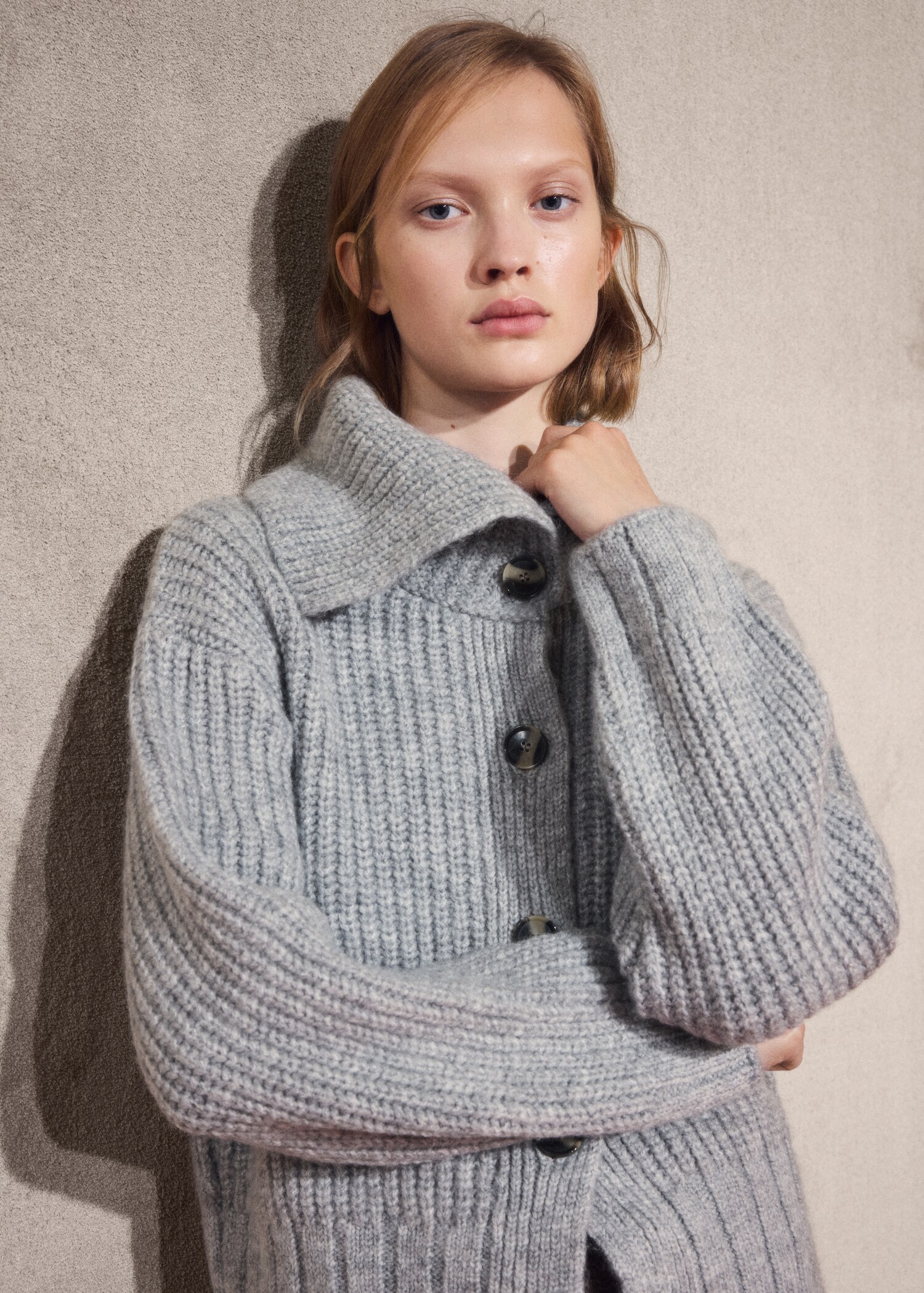 Cardigan with shawl collar - Medium plane