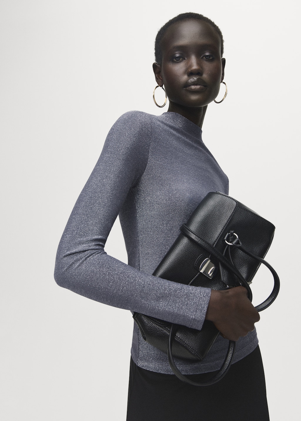 Lurex t-shirt with perkins neck