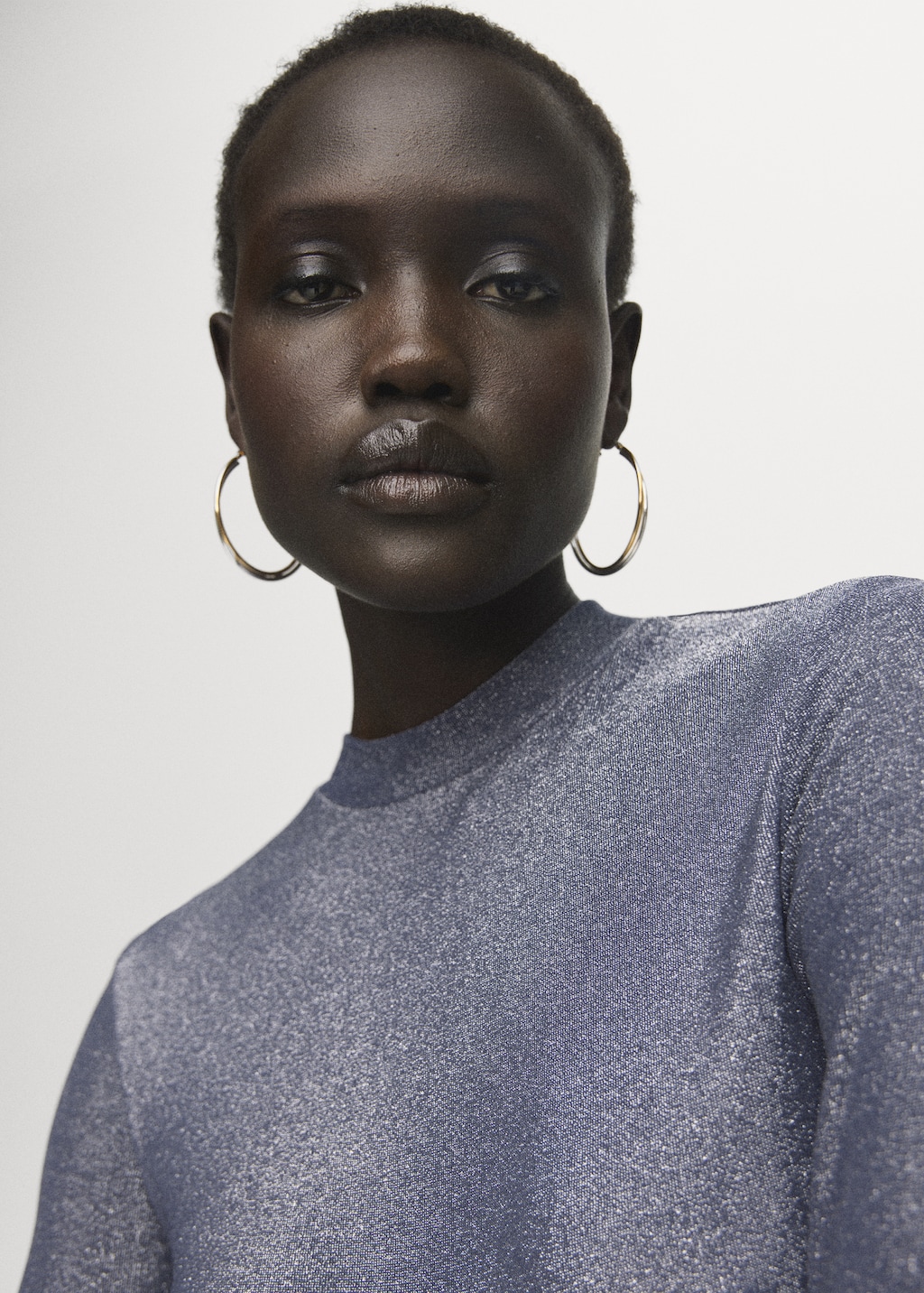 Lurex t-shirt with perkins neck