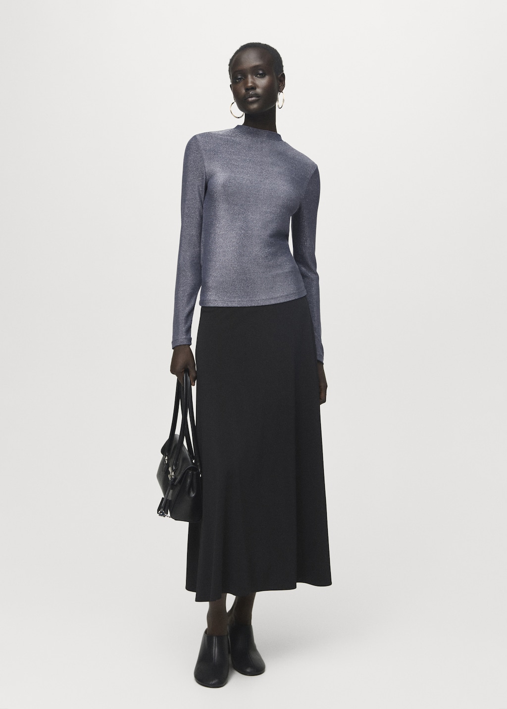 Lurex t-shirt with perkins neck