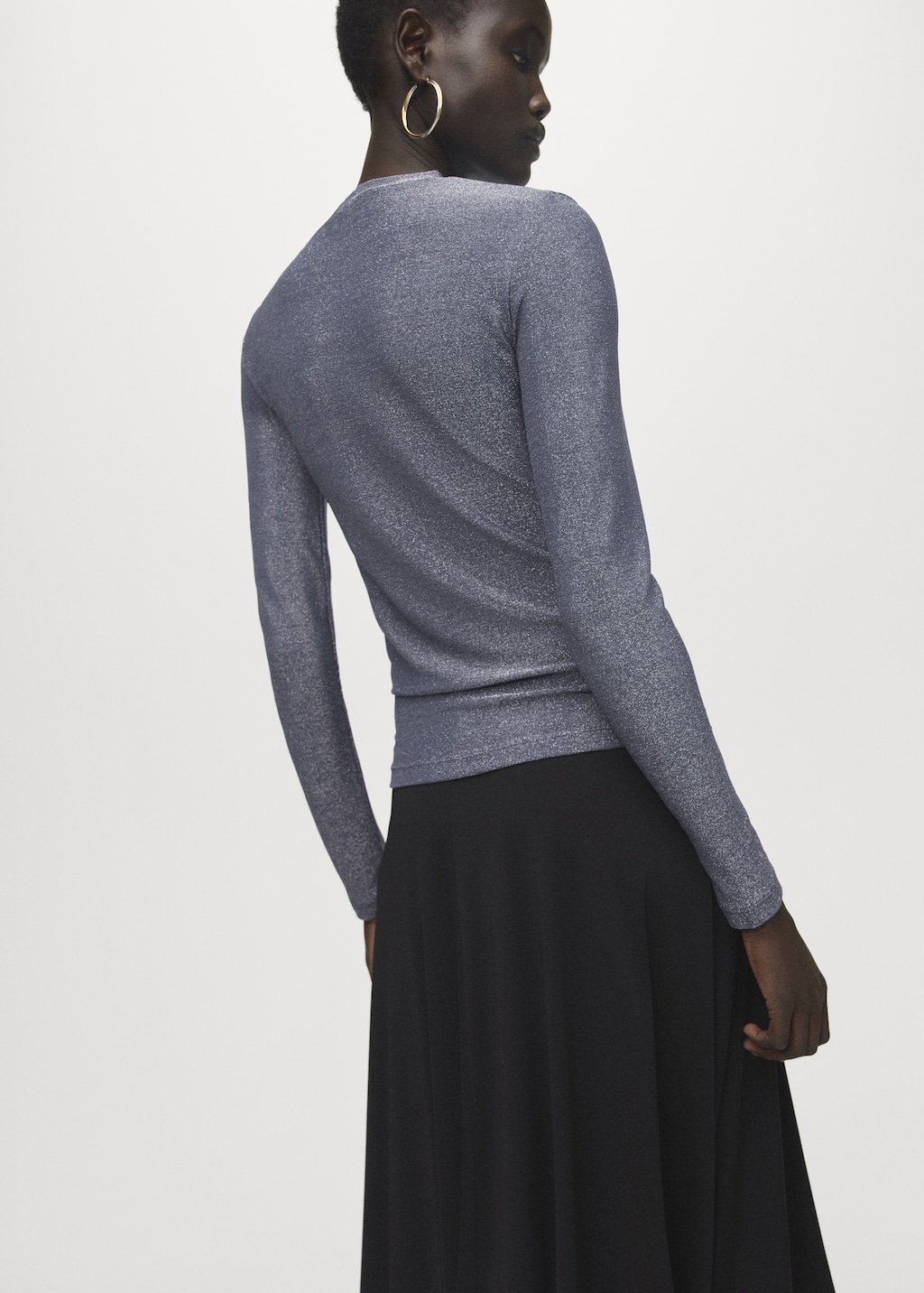 Lurex t-shirt with perkins neck