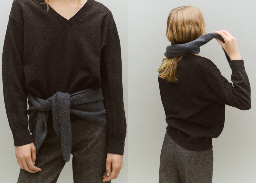 Fine-knit V-neck sweater