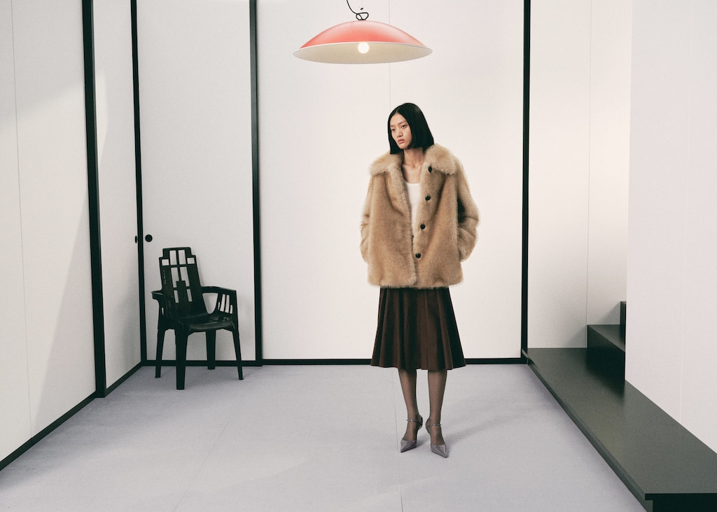 Faux-fur coat with buttons