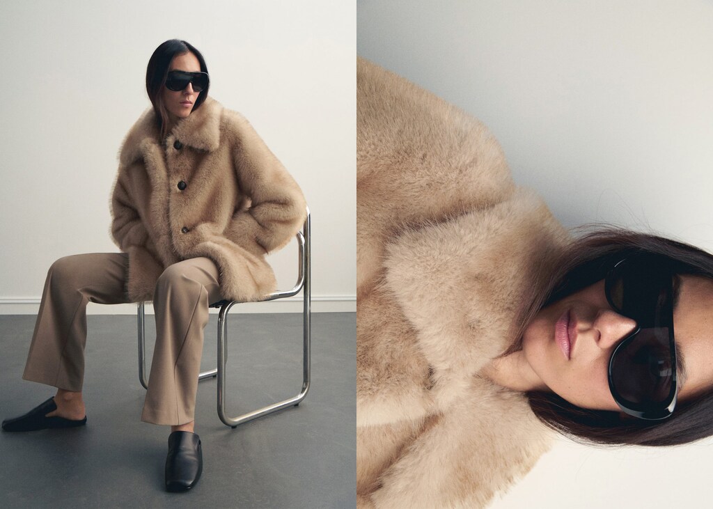 Faux-fur coat with buttons