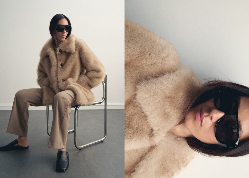 Faux-fur coat with buttons