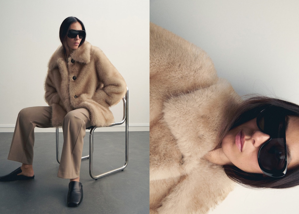 Faux-fur coat with buttons