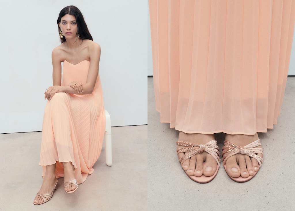 Rhinestone kitten heel sandals