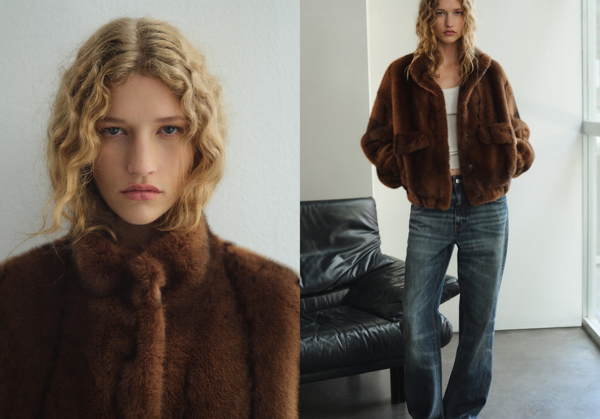 Chaqueta efecto pelo bolsillos - Plano panorámico